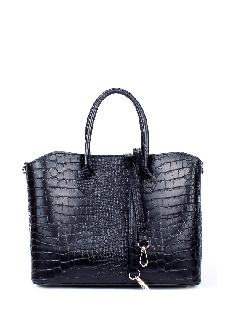 Bolso Tote de piel italiana Plato Negro