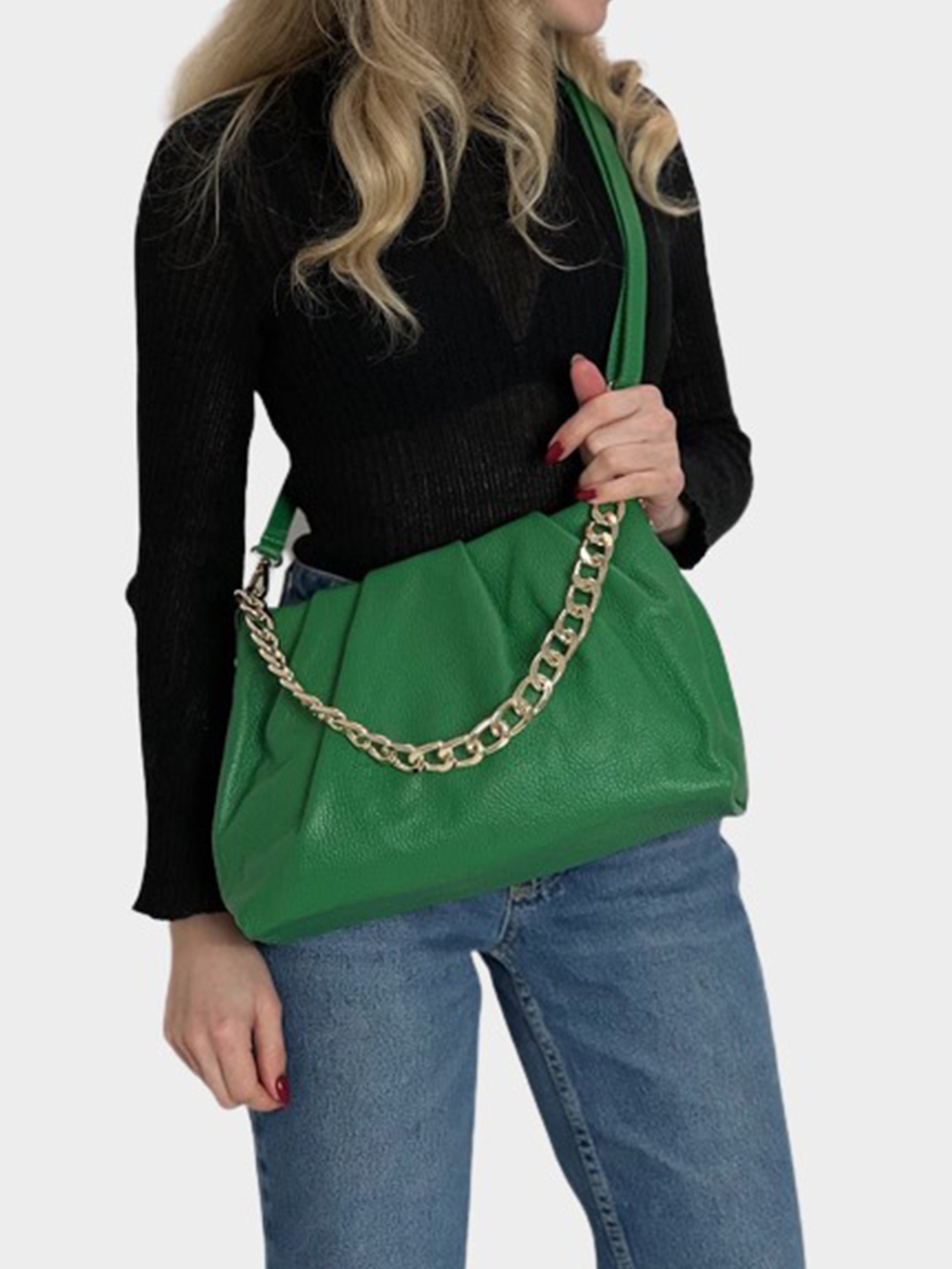 Bandolera de piel italiana Verde 7608-08-32