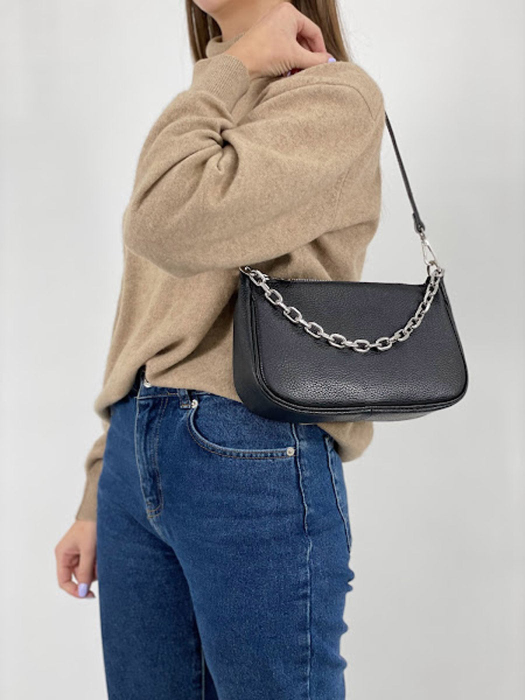 Bandolera de piel italiana Negro 4277-05-32