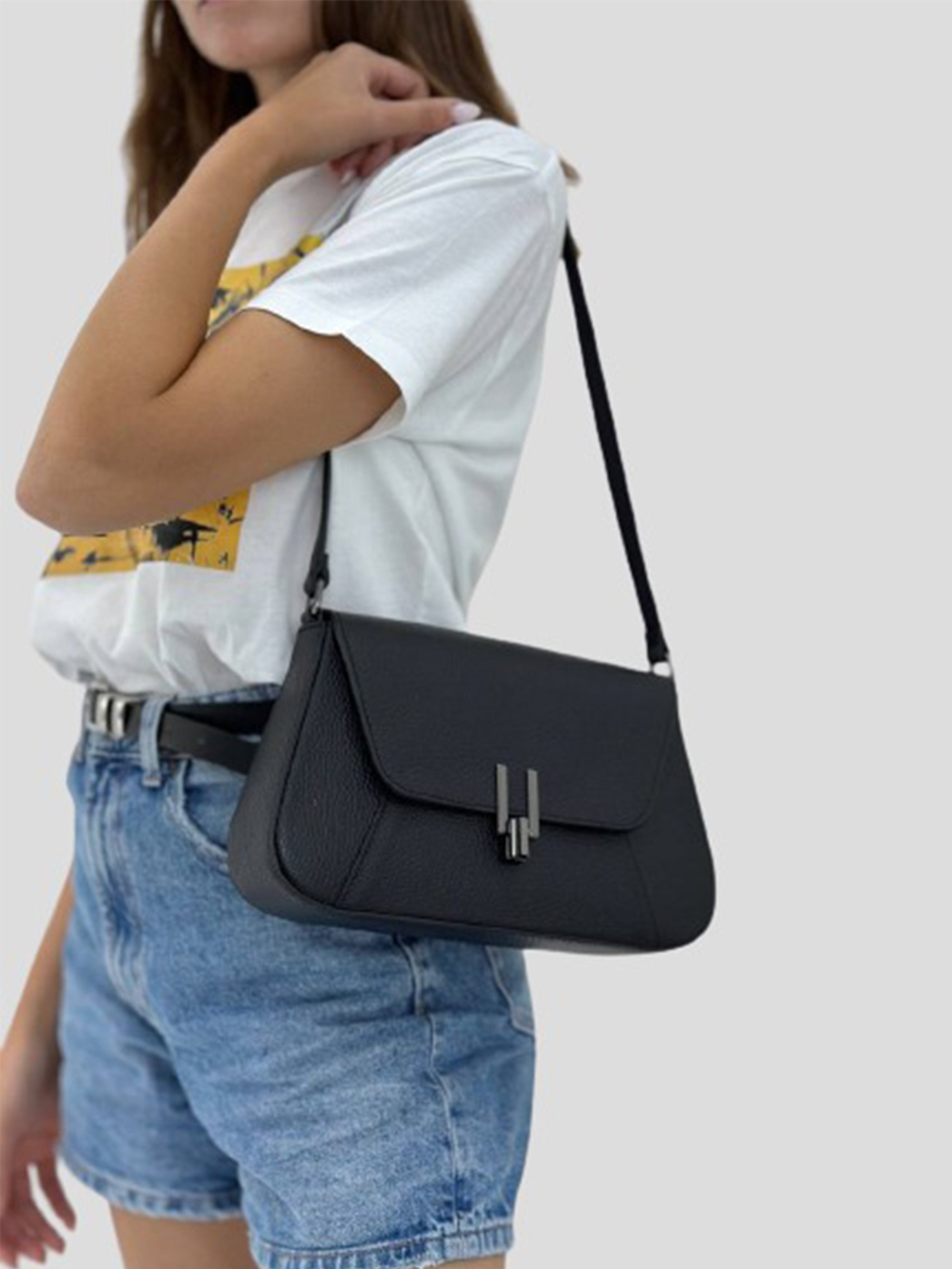 Bandolera de piel italiana Negro 4892-05-32