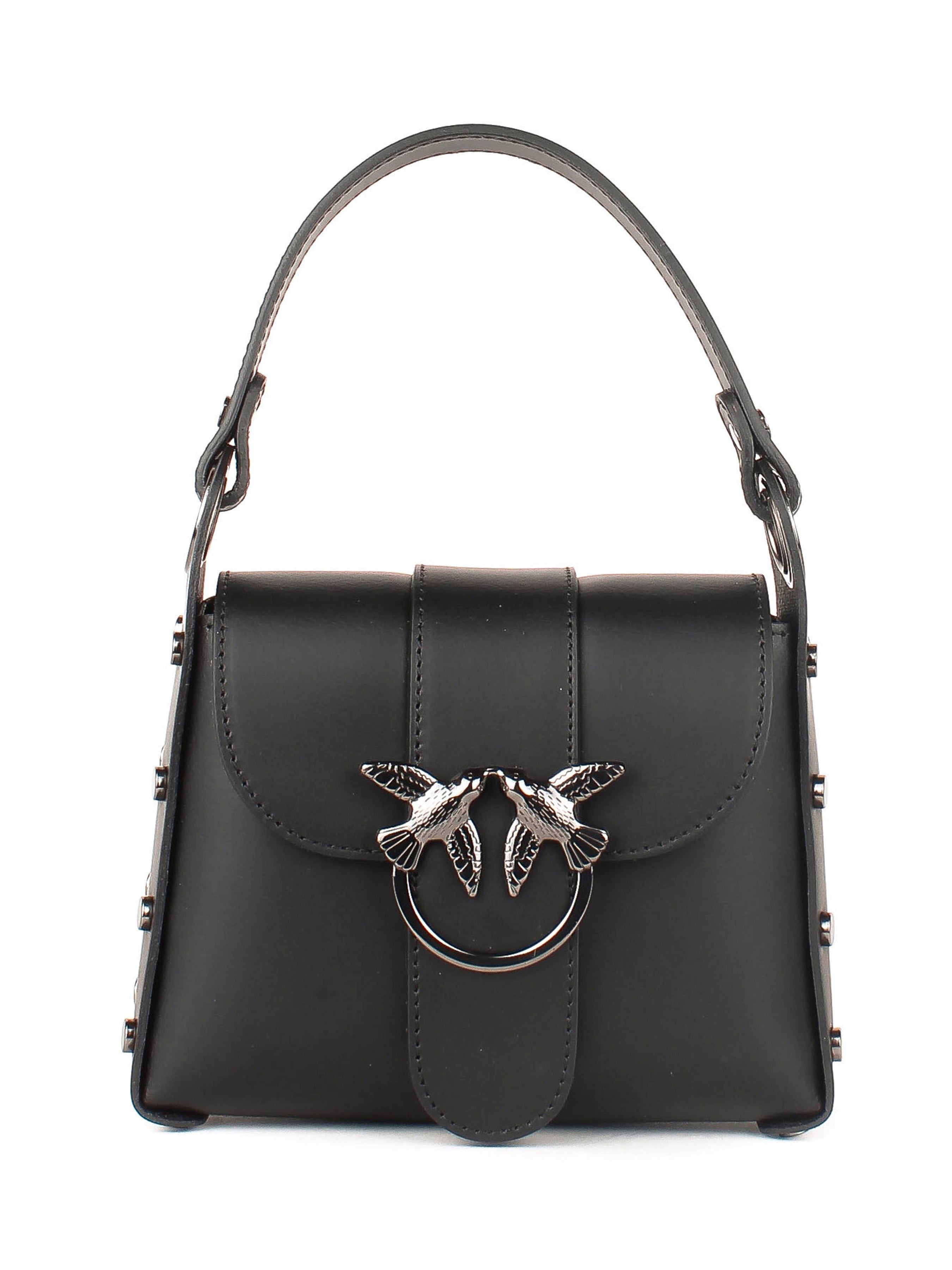 Bolso de hombro de piel italiana Negro 1714-05-31