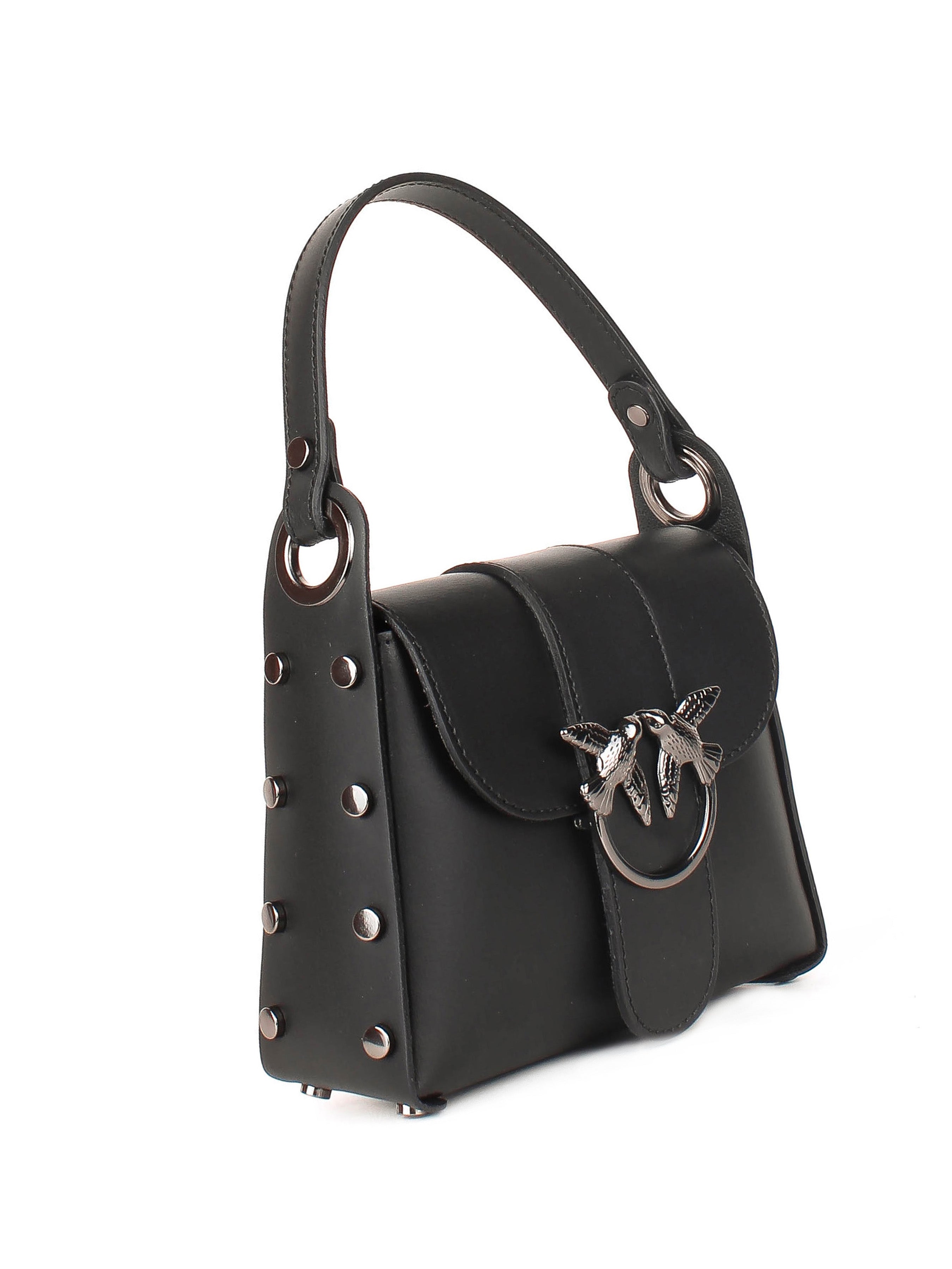 Bolso de hombro de piel italiana Negro 1714-05-31