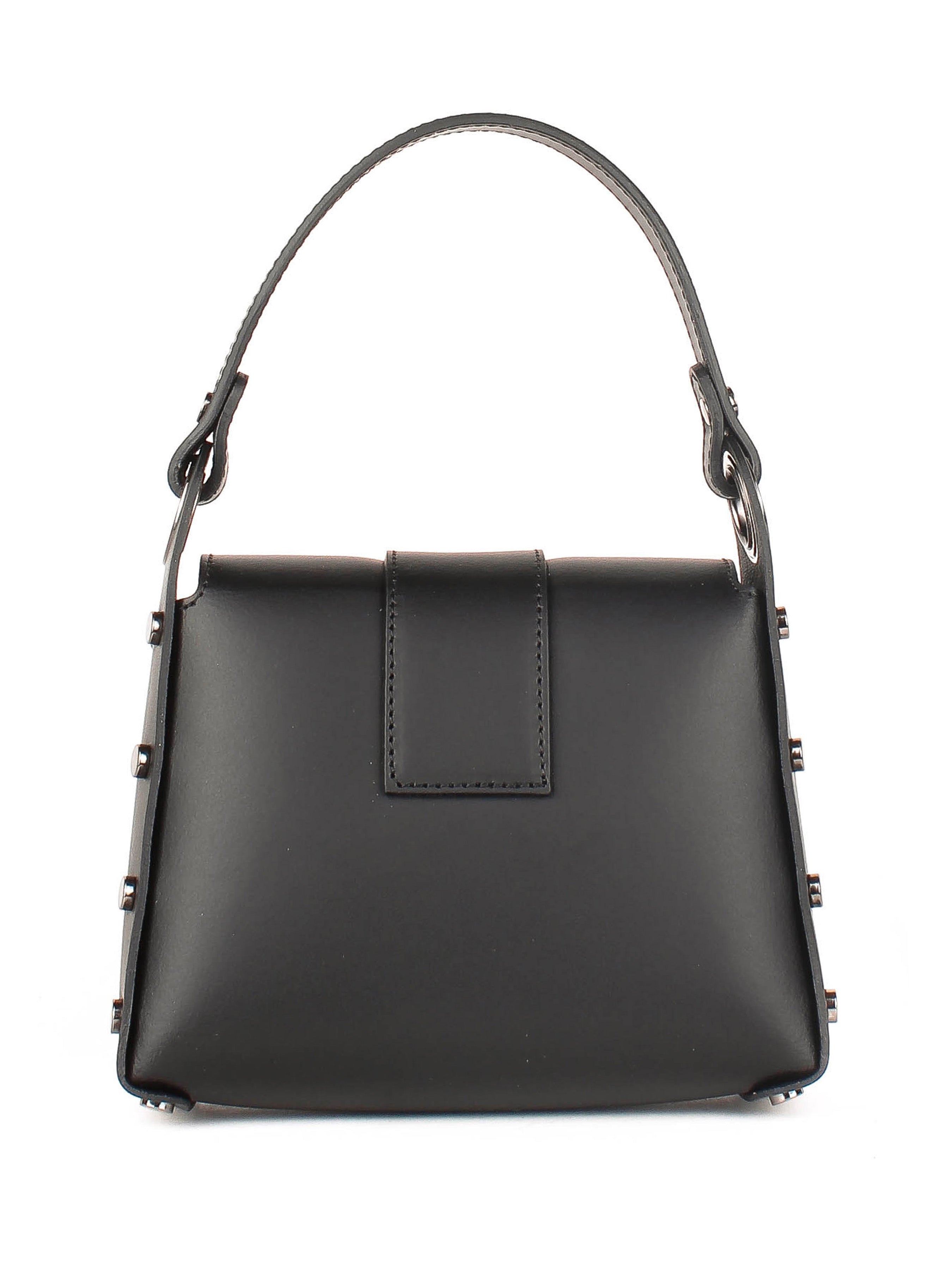 Bolso de hombro de piel italiana Negro 1714-05-31