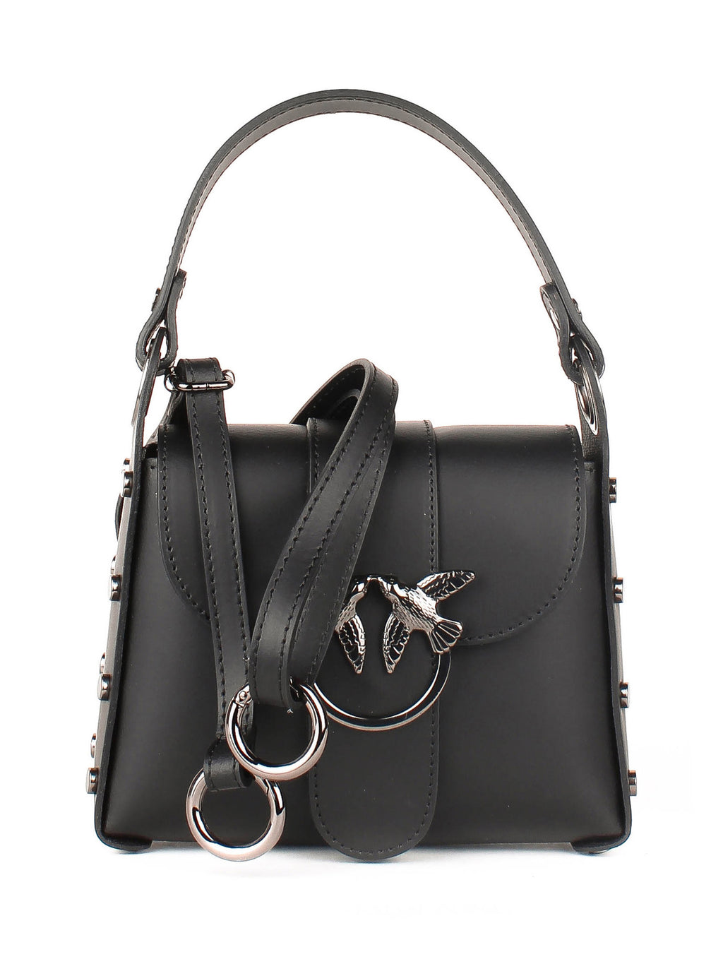 Bolso de hombro de piel italiana Negro 1714-05-31