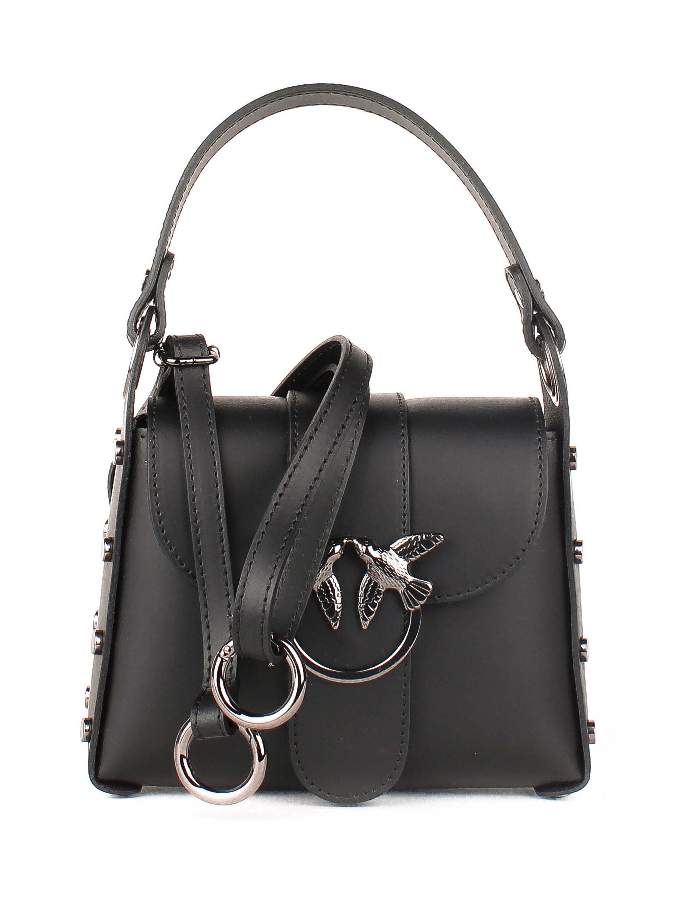 Bolso de hombro de piel italiana Negro 1714-05-31