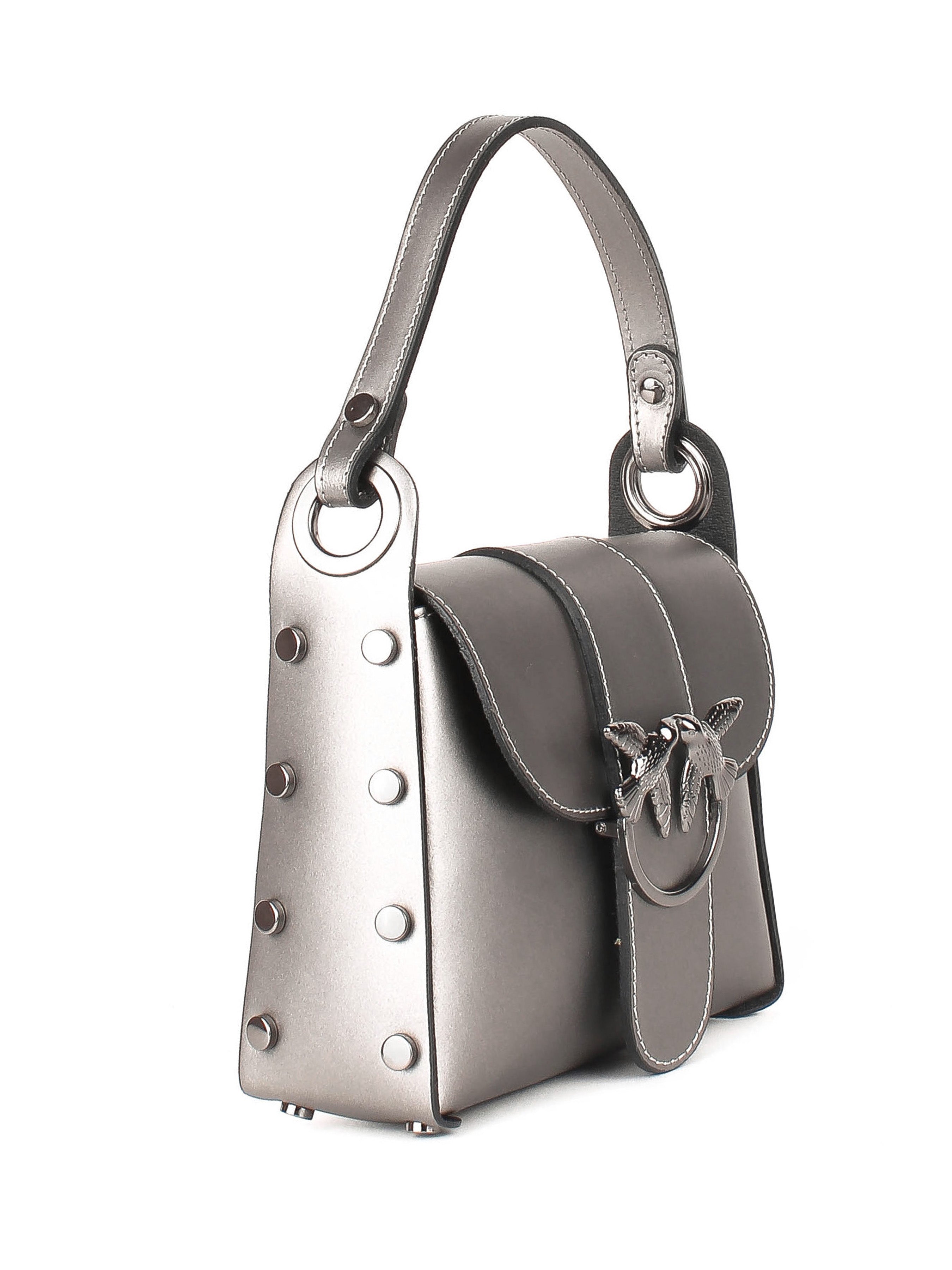 Bolso de hombro de piel italiana Metálico 1714-02-31