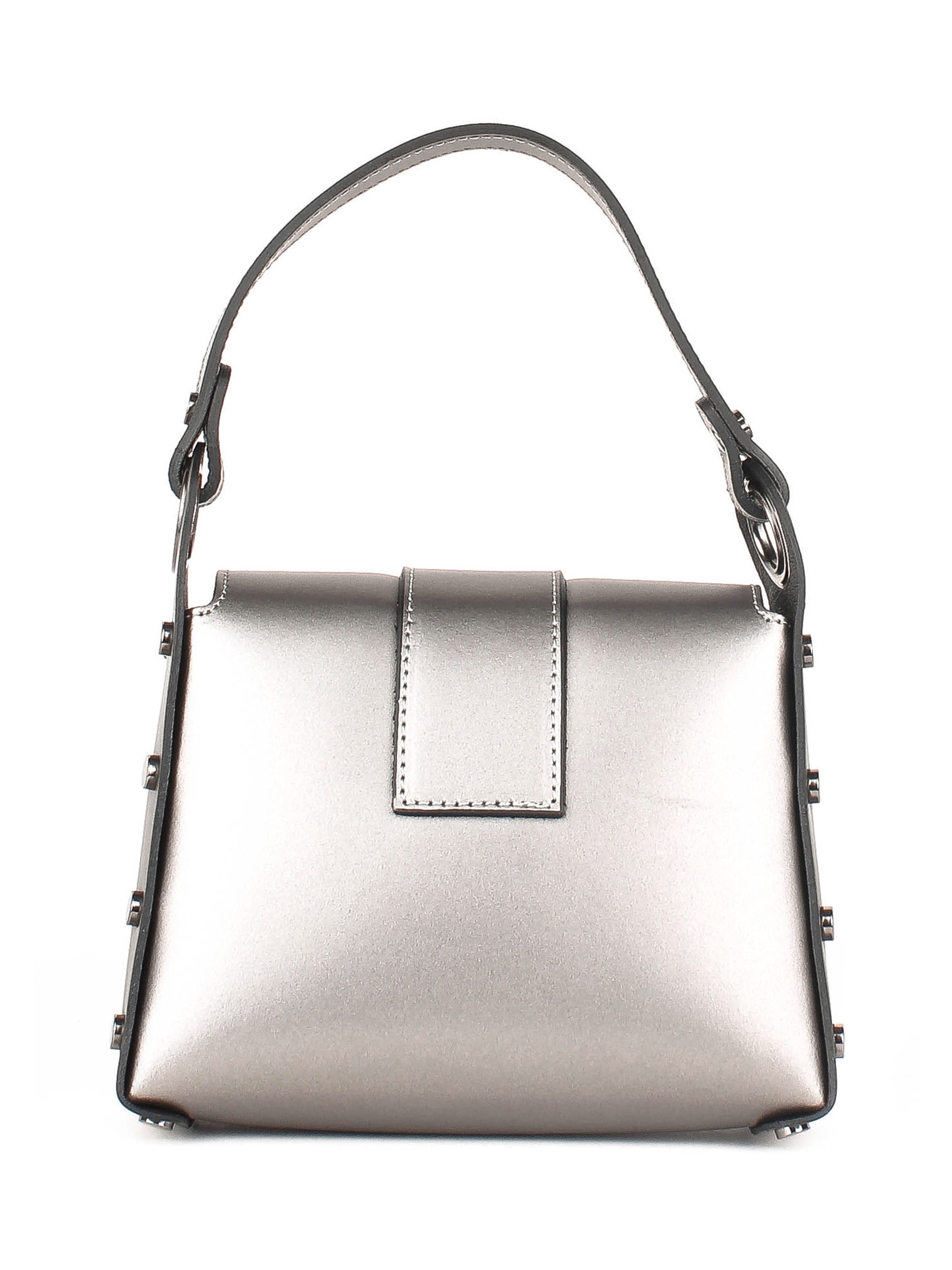 Bolso de hombro de piel italiana Metálico 1714-02-31