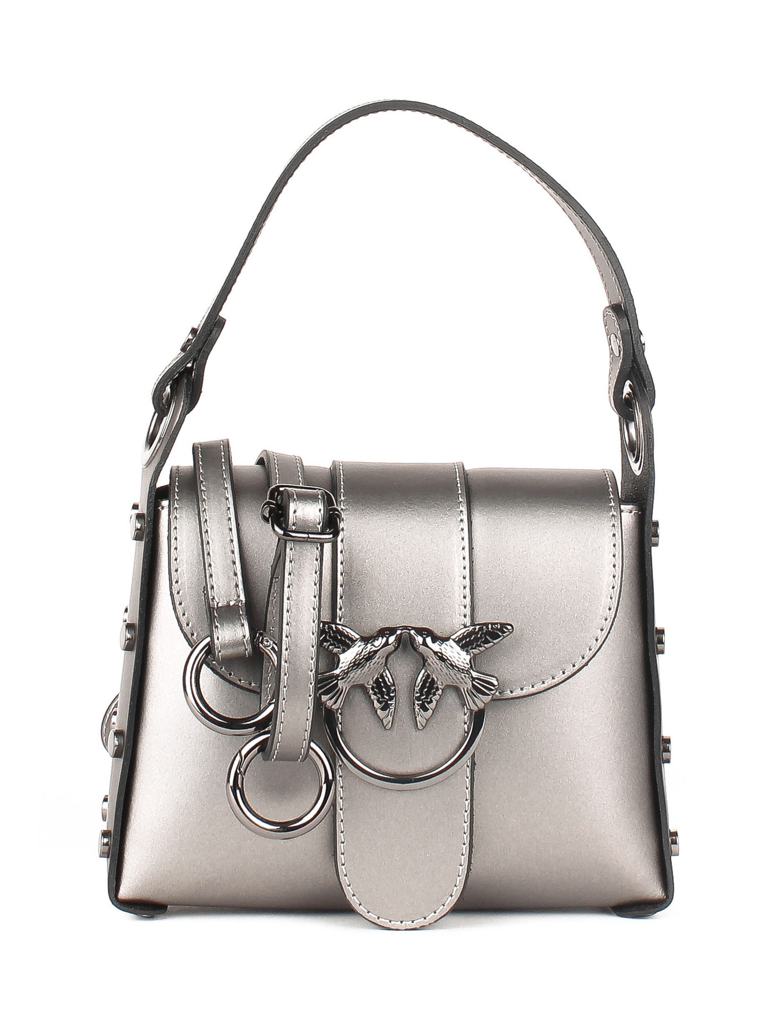 Bolso de hombro de piel italiana Metálico 1714-02-31