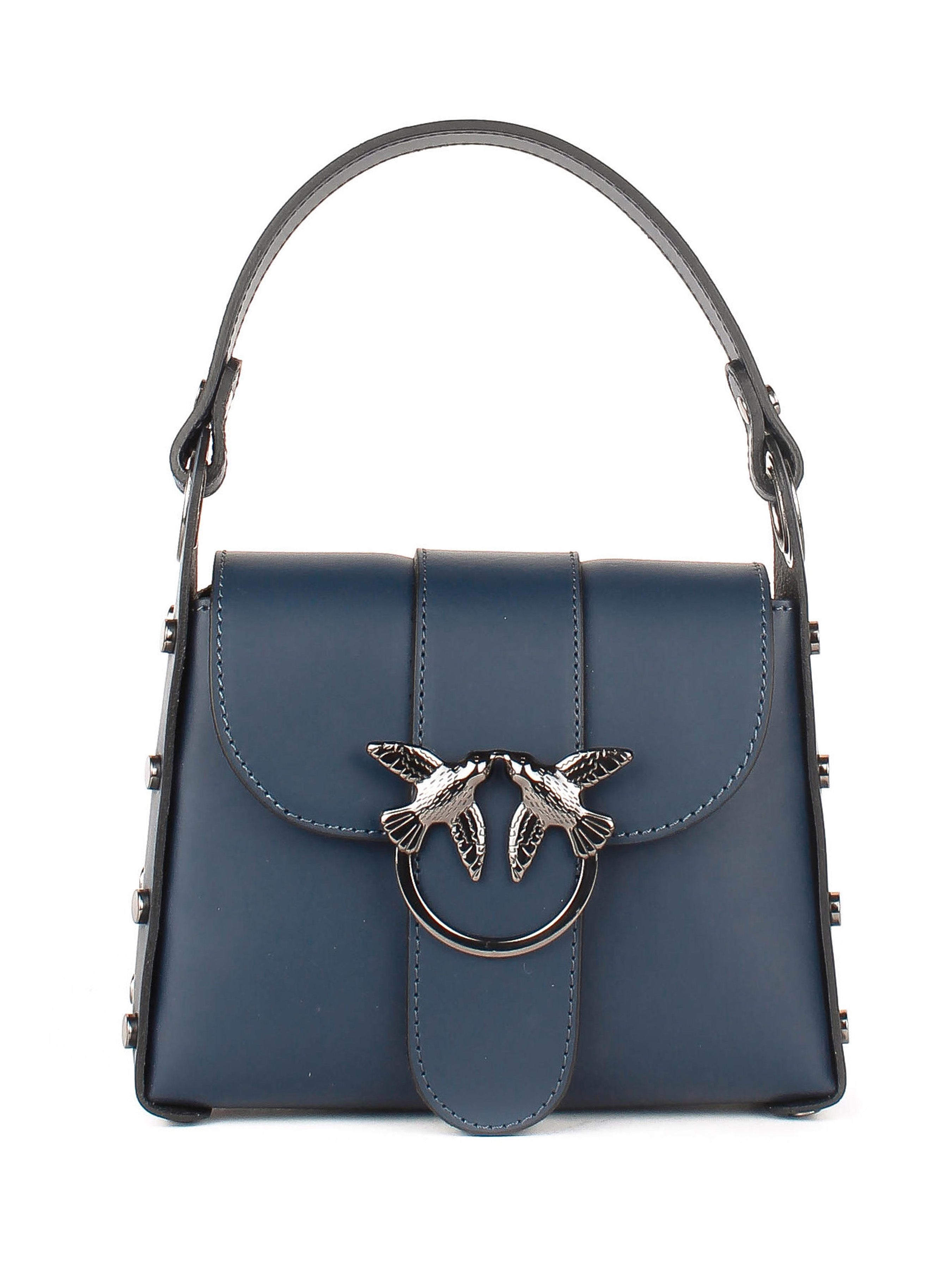 Bolso de hombro de piel italiana Azul 1714-56-31