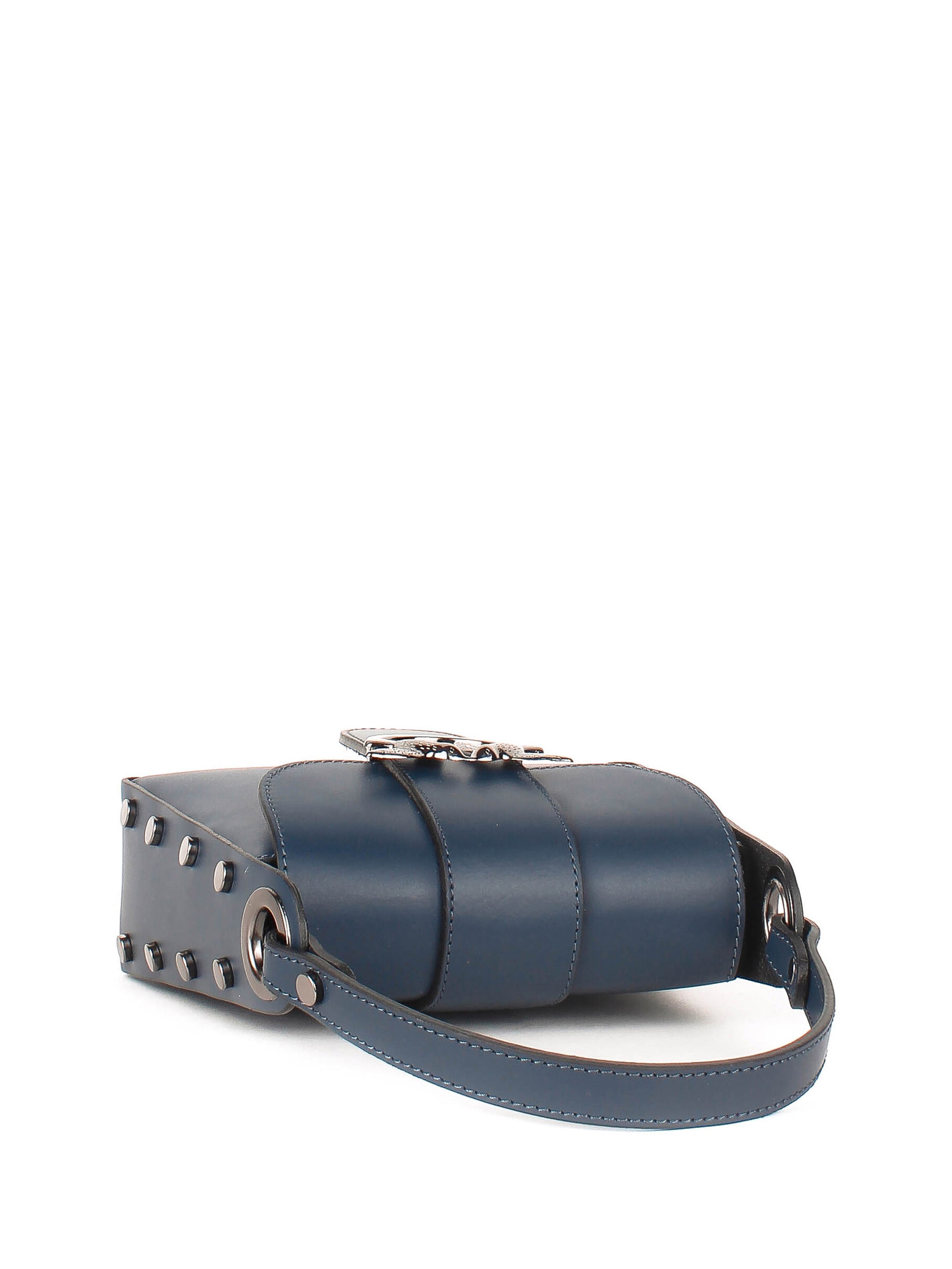 Bolso de hombro de piel italiana Azul 1714-56-31