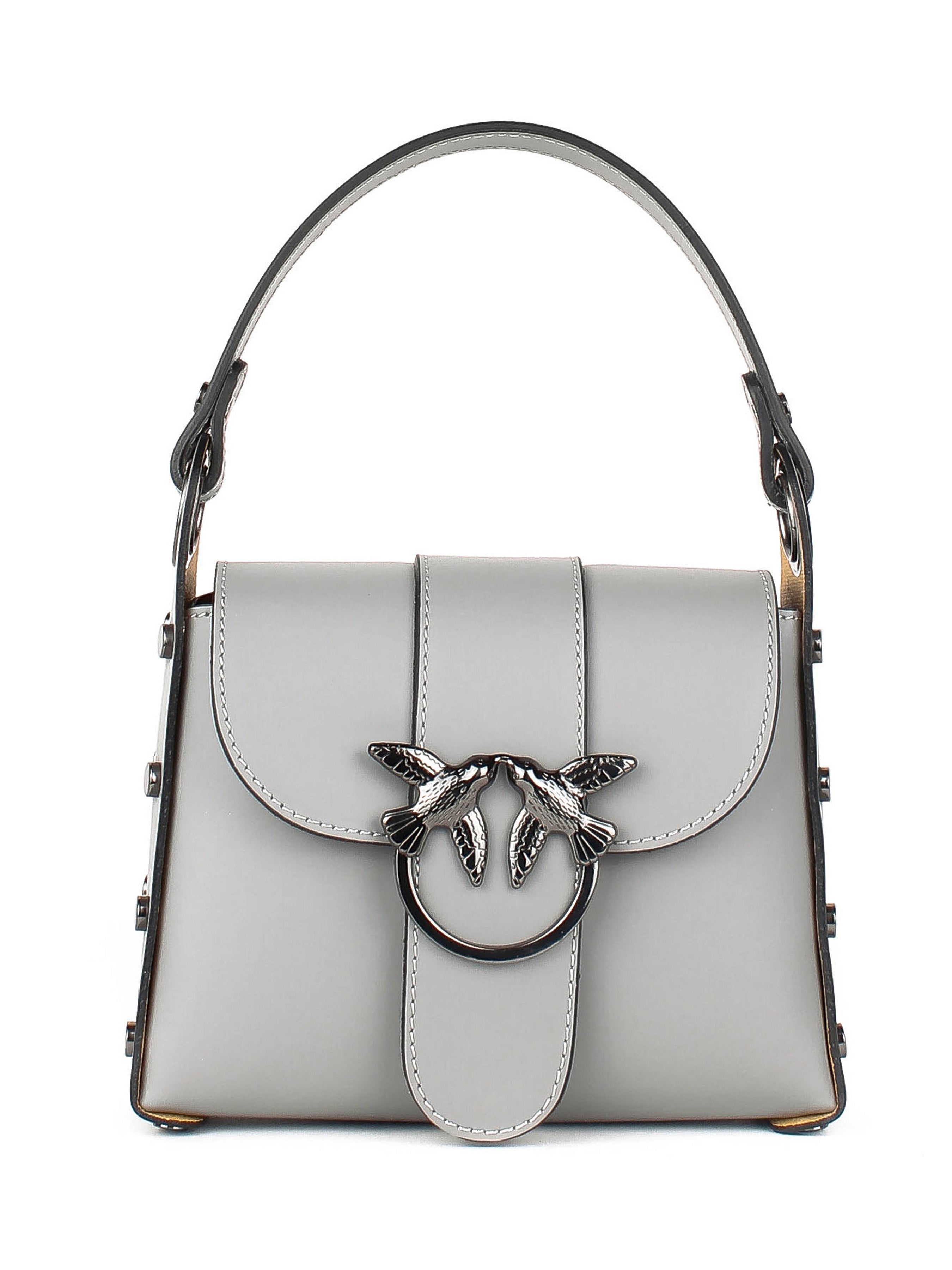 Bolso de hombro de piel italiana Gris 1714-18-31