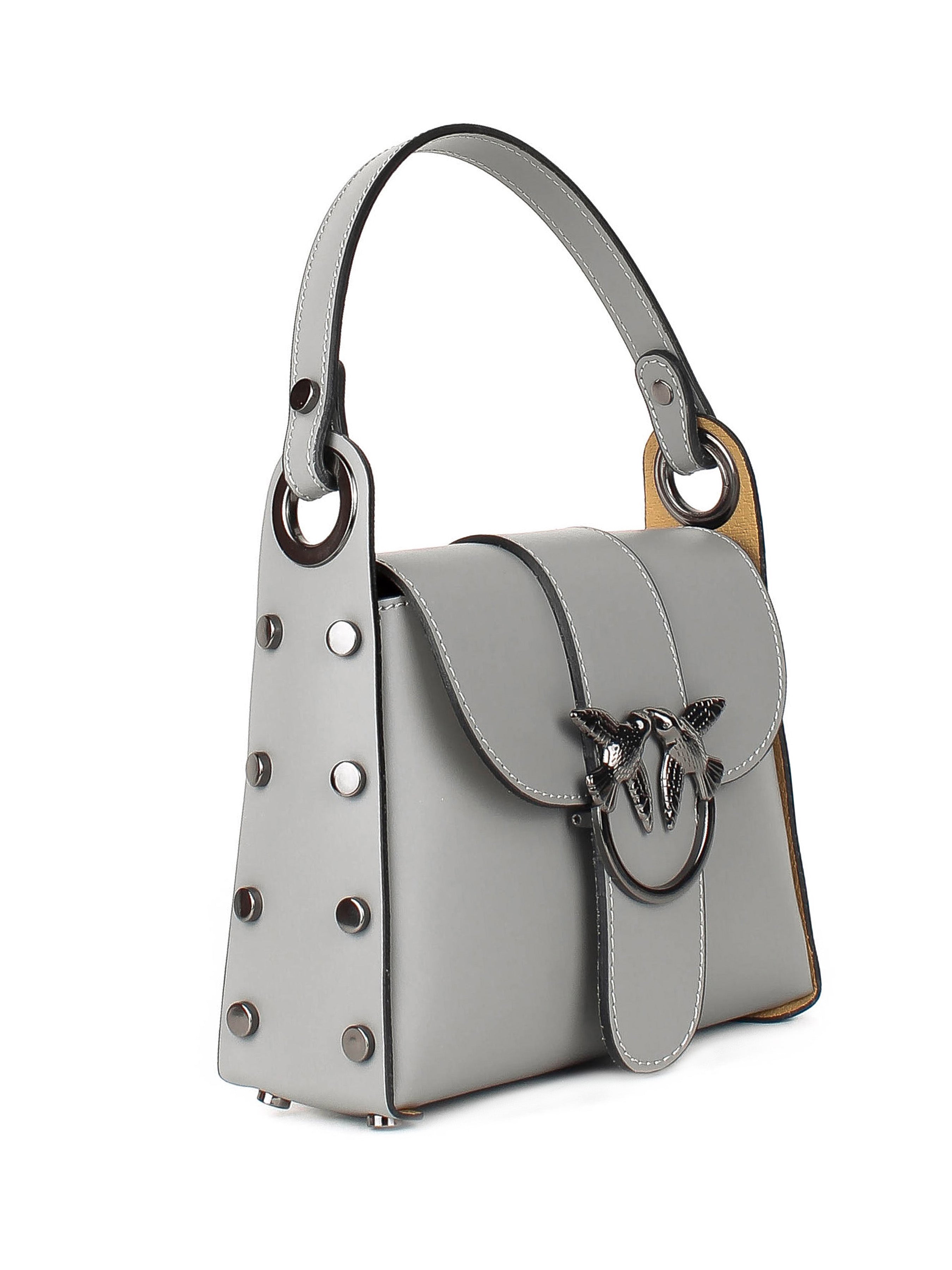 Bolso de hombro de piel italiana Gris 1714-18-31