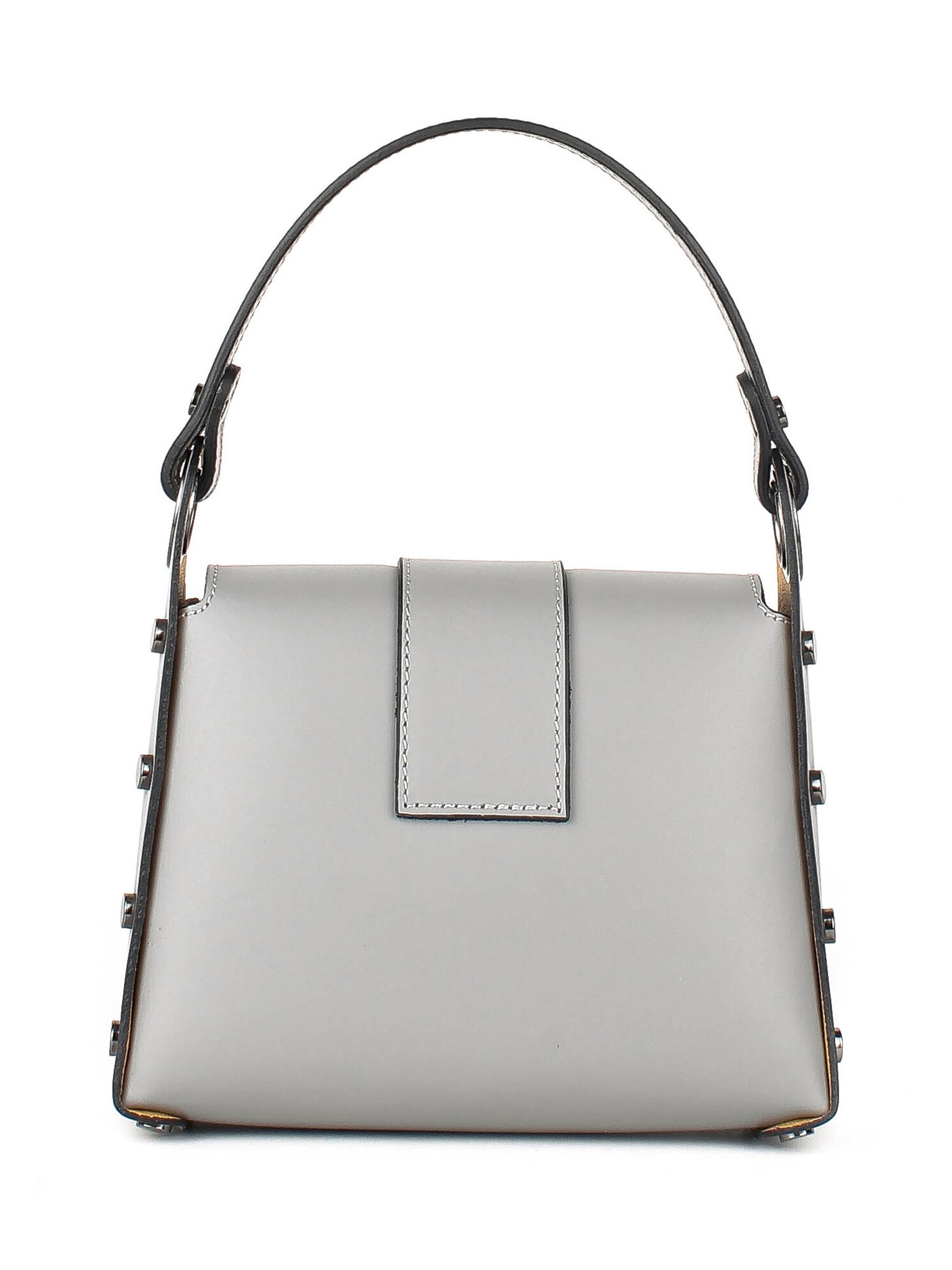 Bolso de hombro de piel italiana Gris 1714-18-31