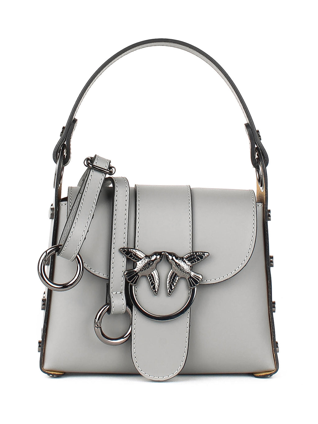 Bolso de hombro de piel italiana Gris 1714-18-31