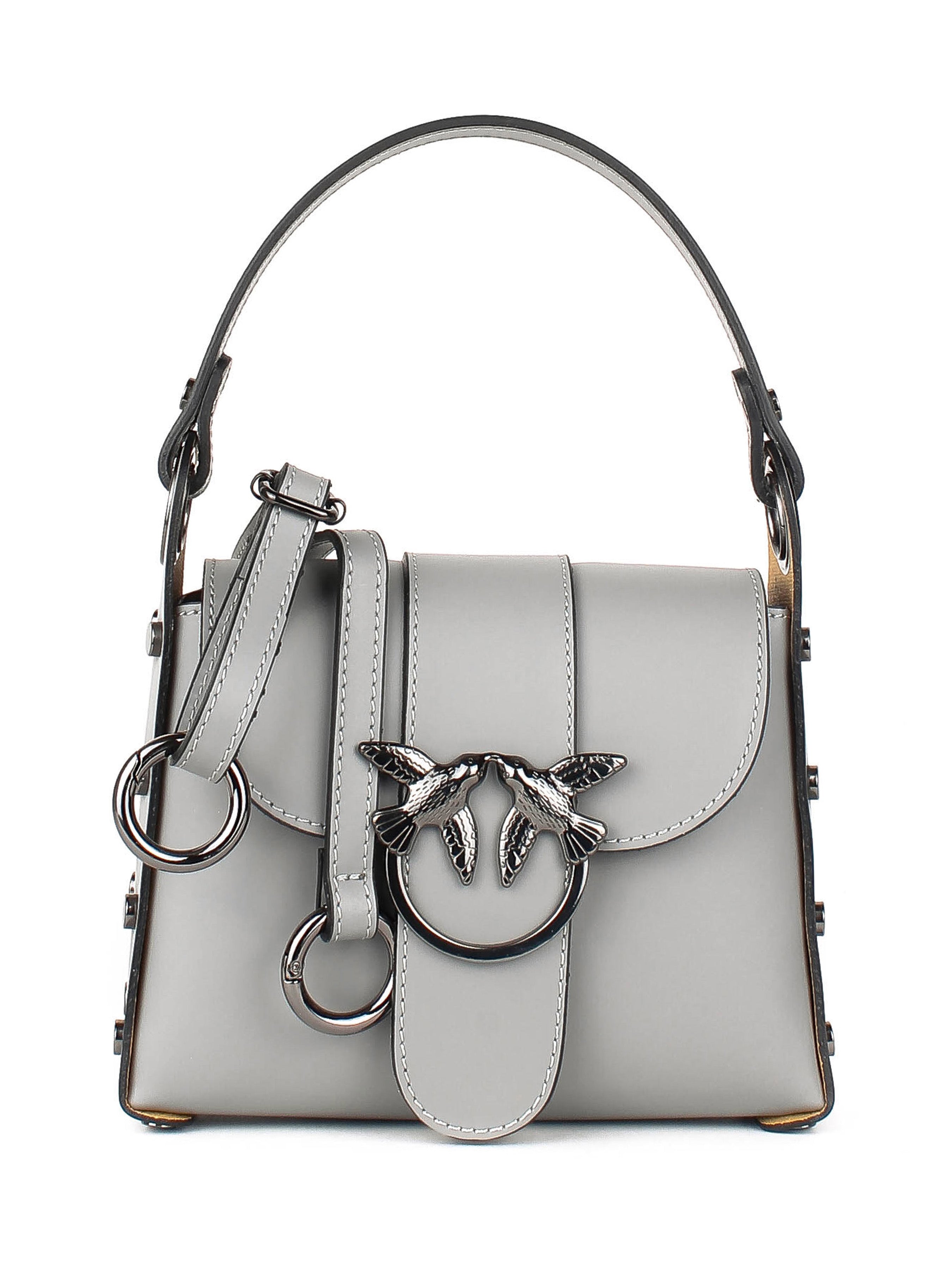 Bolso de hombro de piel italiana Gris 1714-18-31