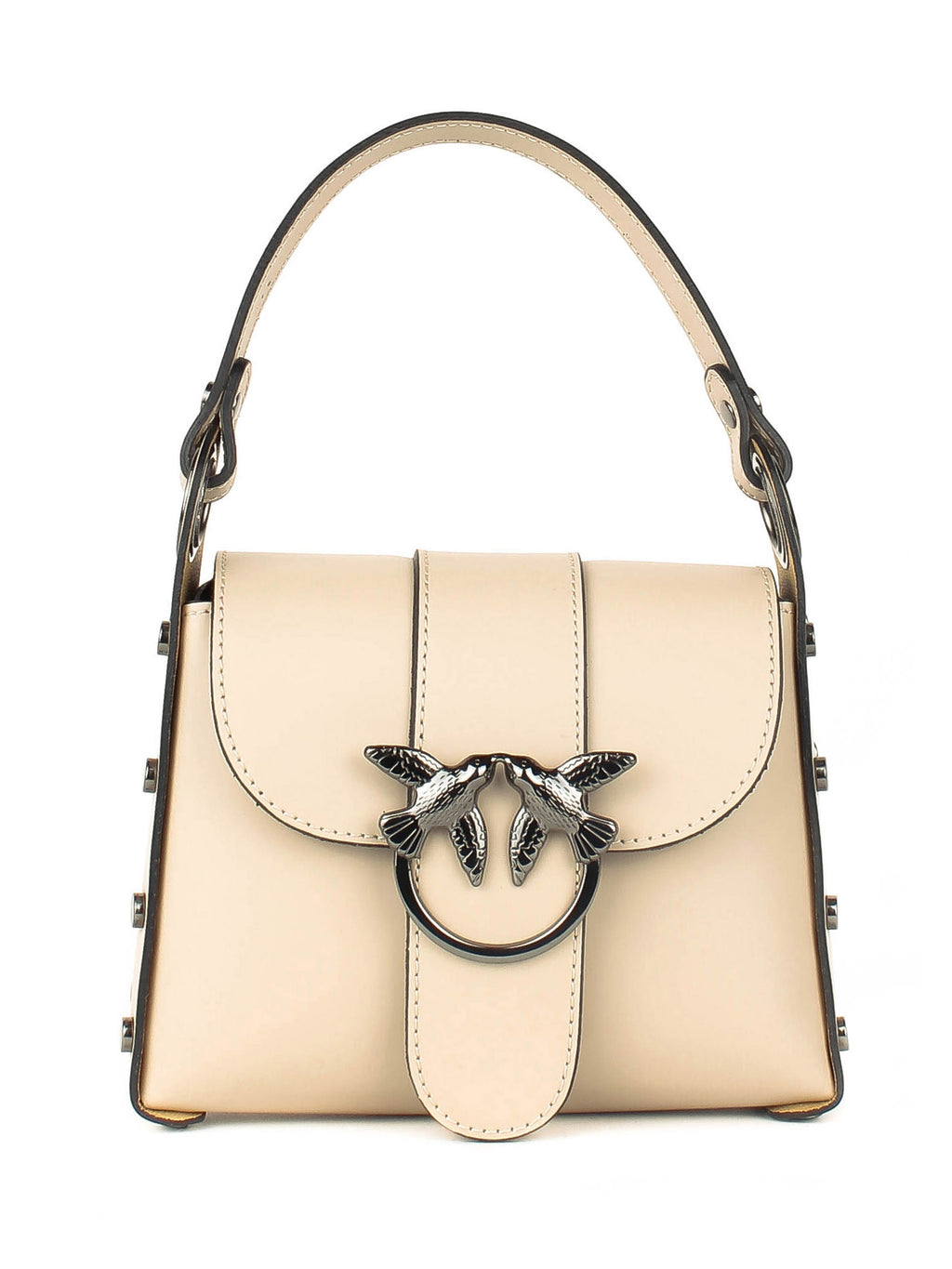 Bolso de hombro de piel italiana Beige 1714-11-31