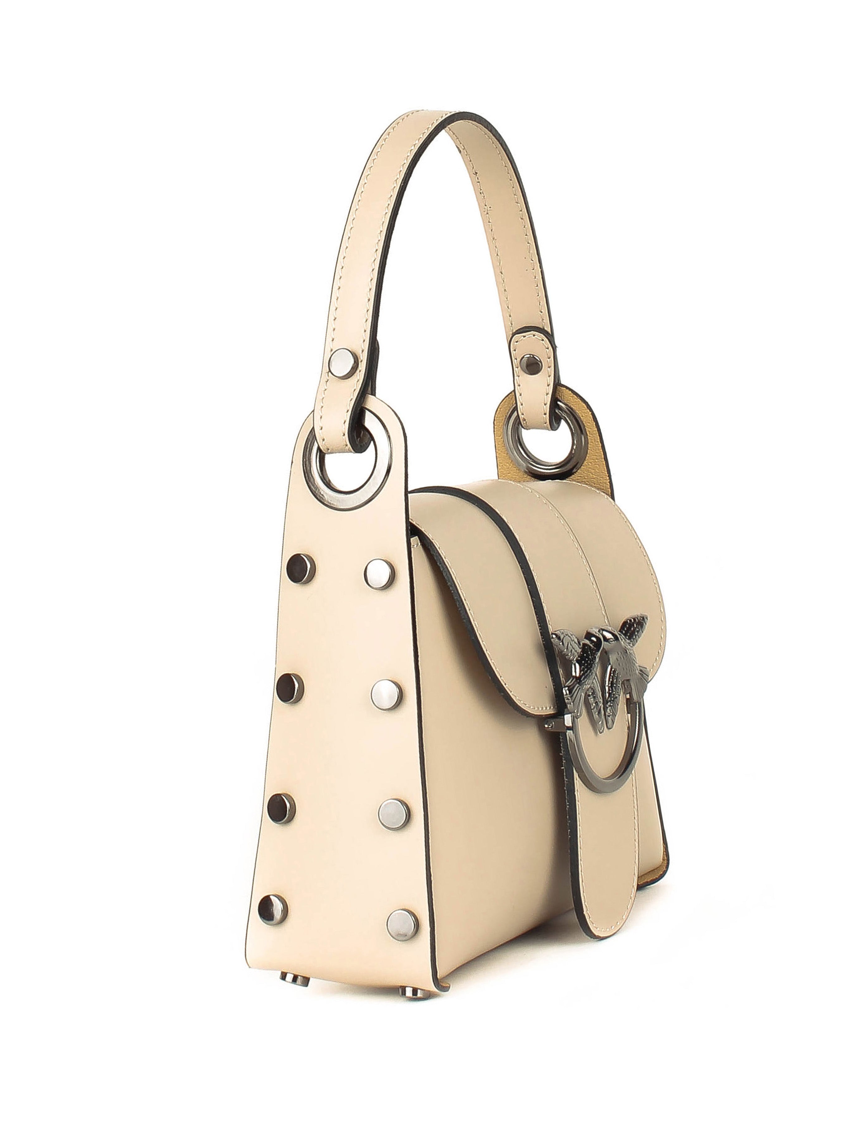 Bolso de hombro de piel italiana Beige 1714-11-31