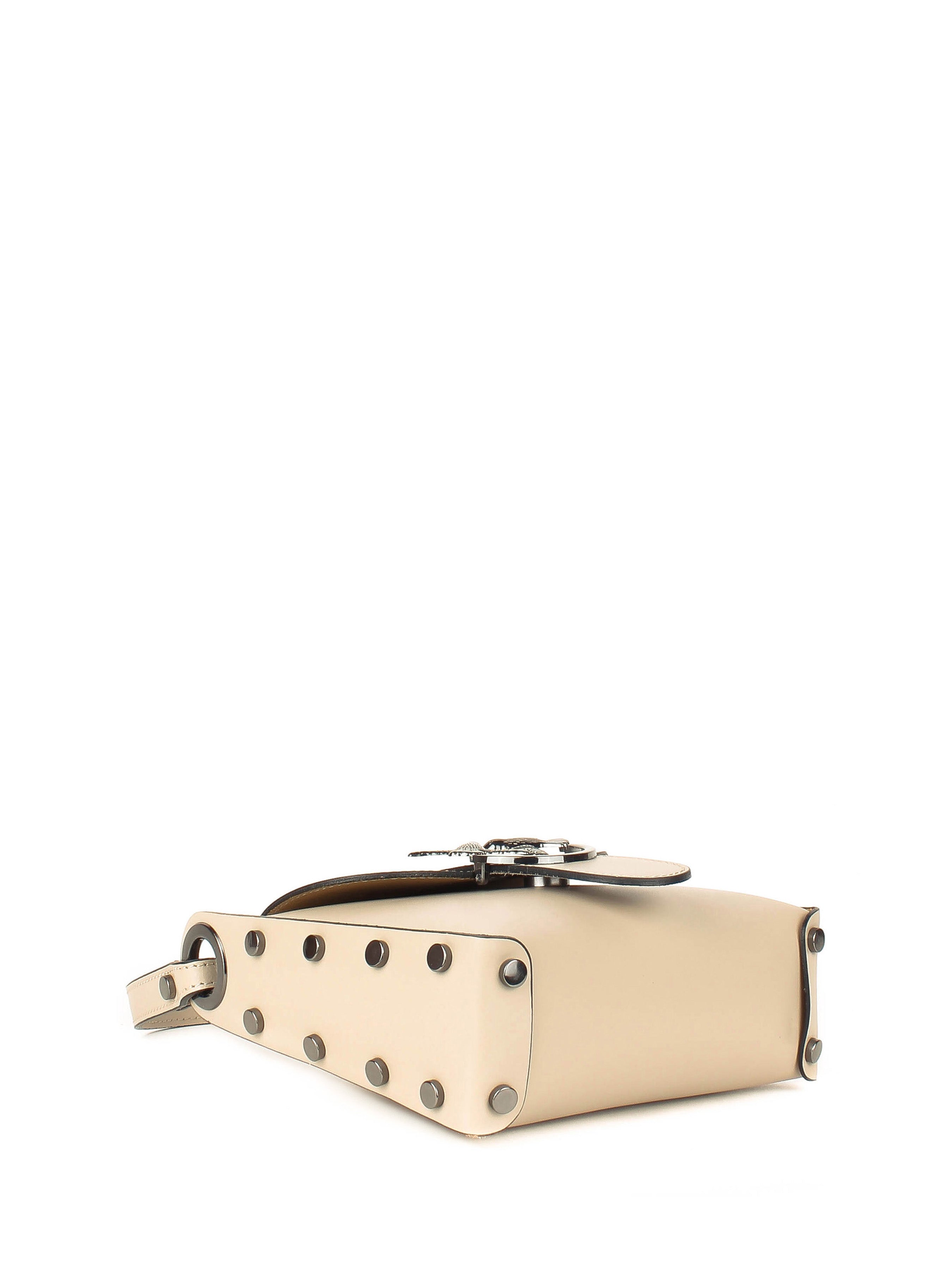 Bolso de hombro de piel italiana Beige 1714-11-31