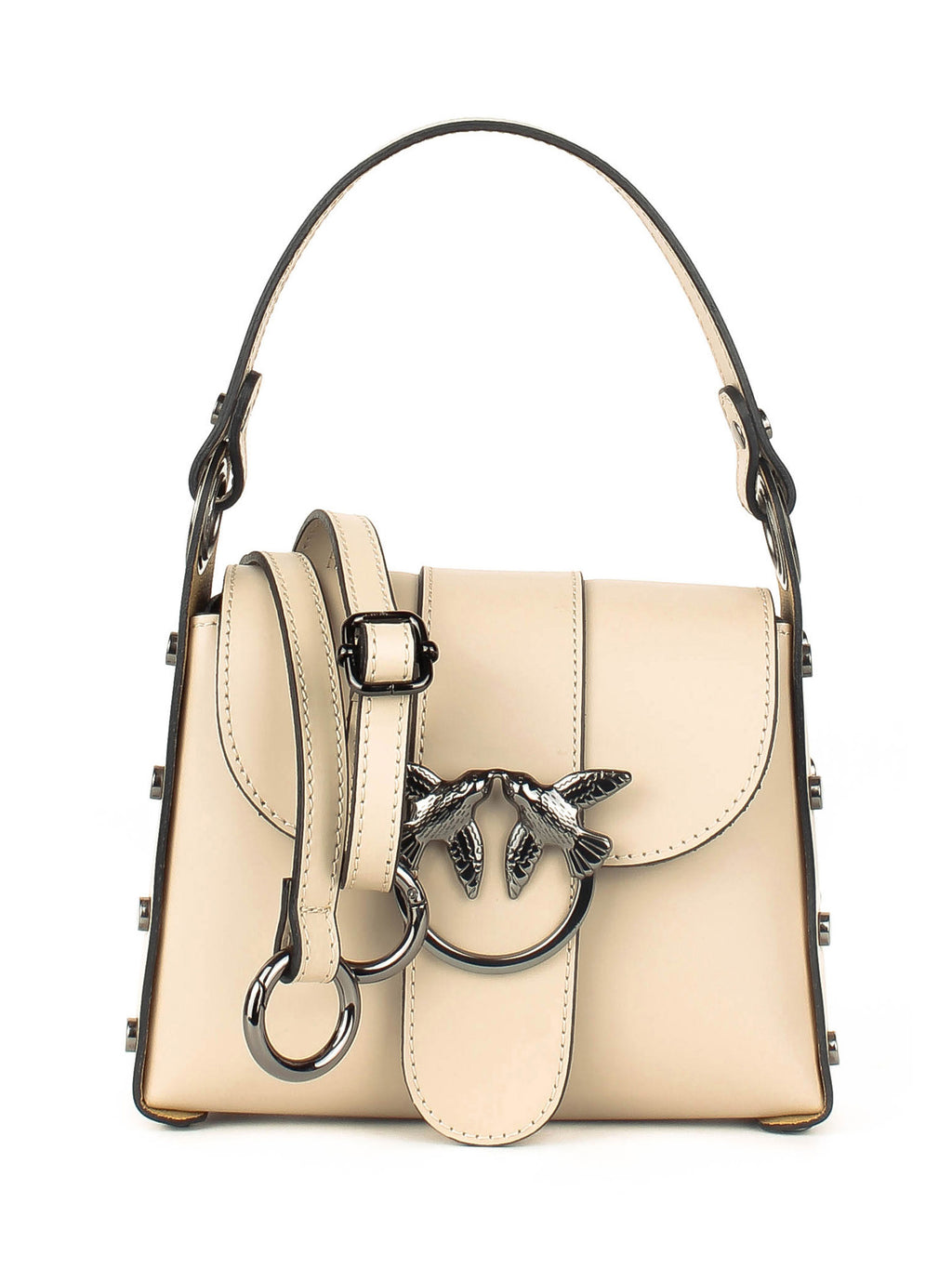 Bolso de hombro de piel italiana Beige 1714-11-31