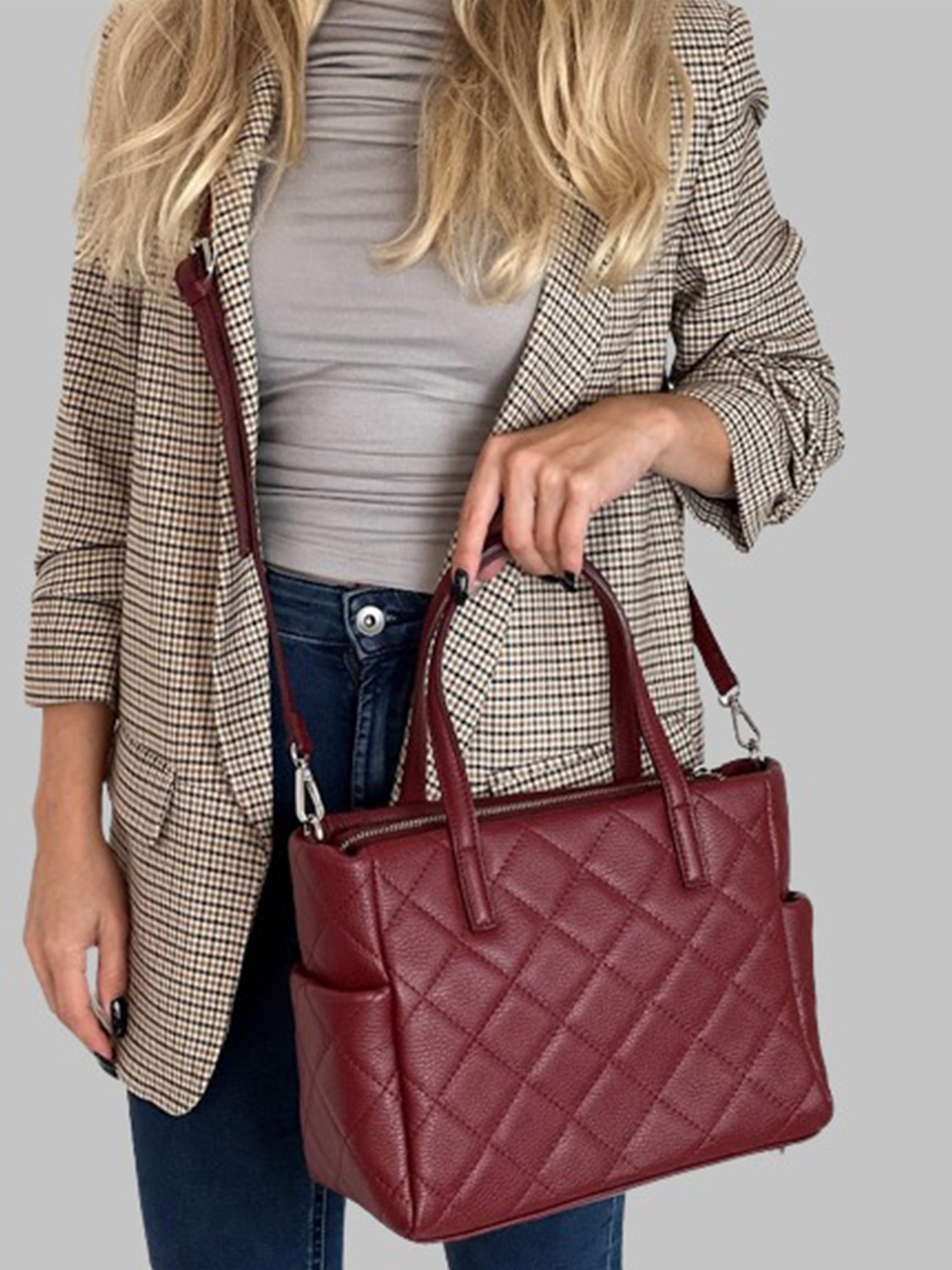 Bolso Tote de piel italiana Burgoña 5001-12-37