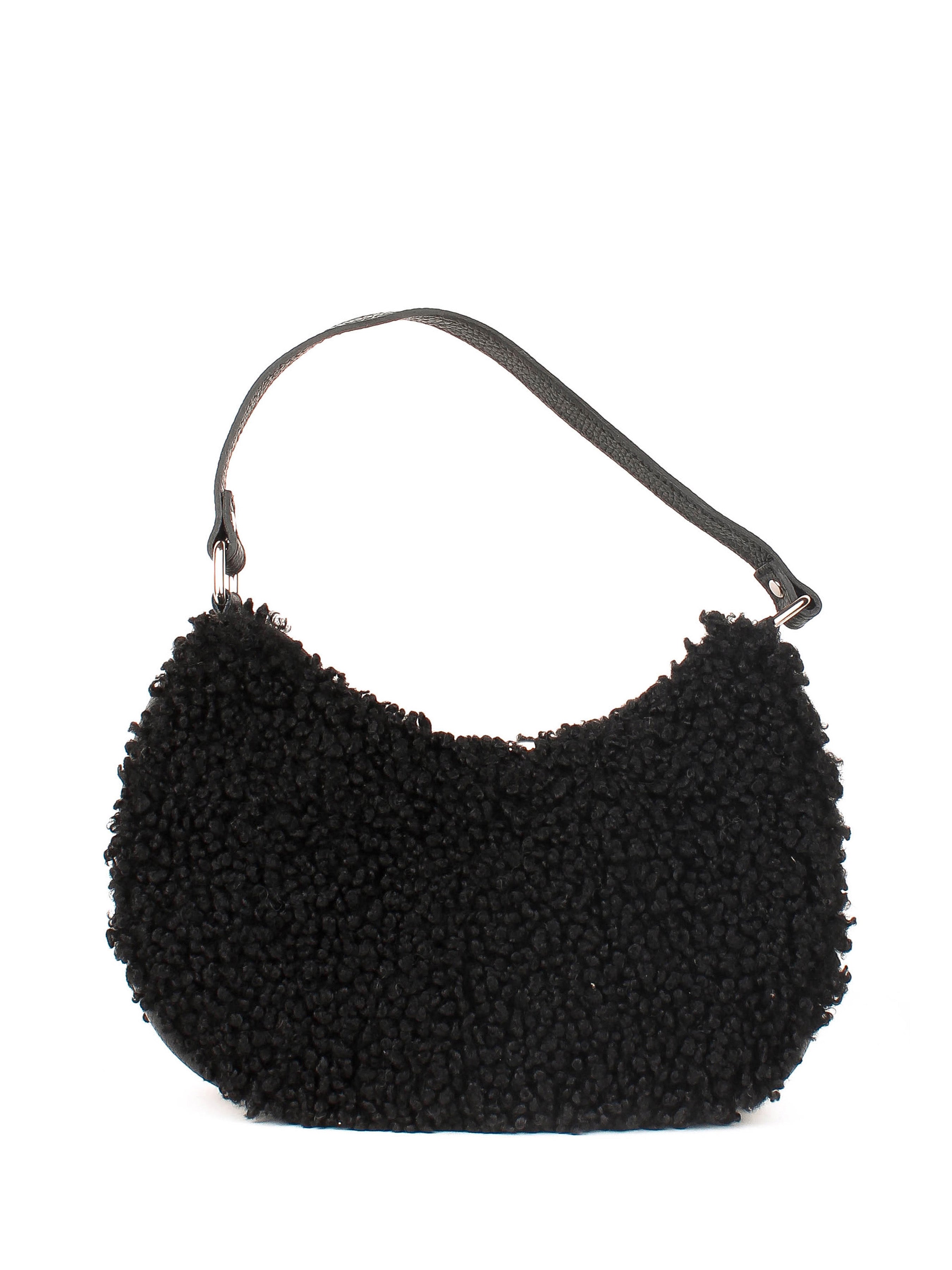 Bolso de hombro de piel italiana Negro 2311-05-32