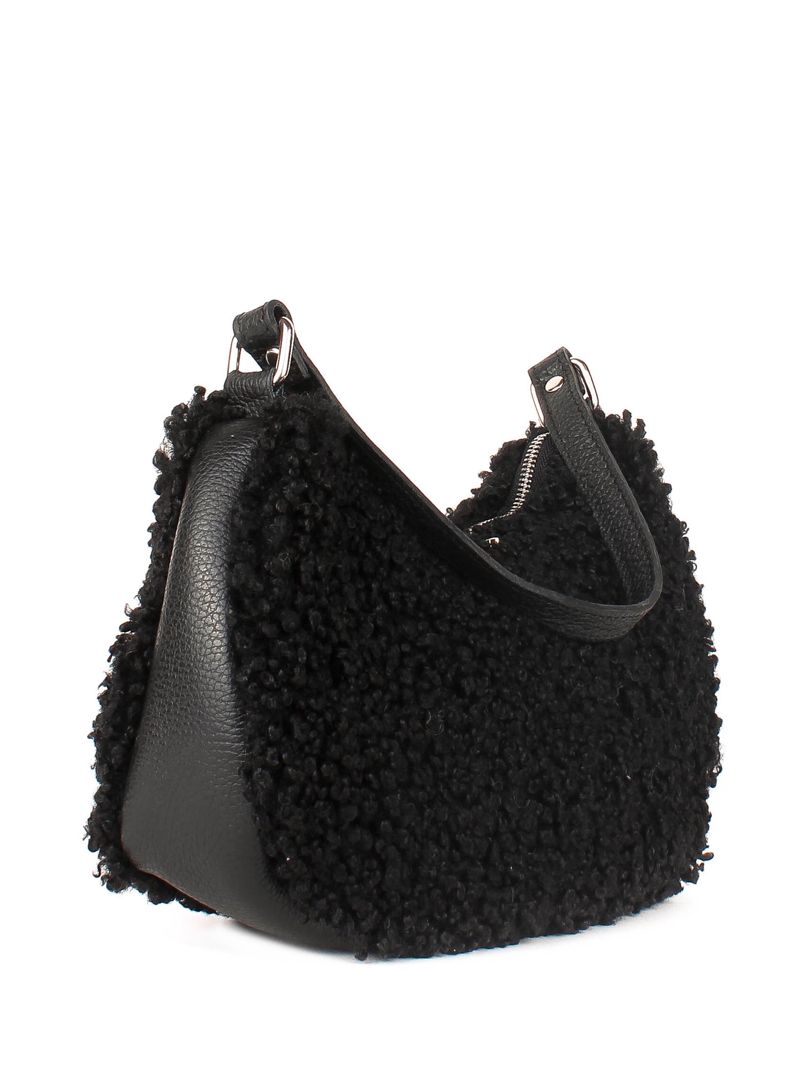 Bolso de hombro de piel italiana Negro 2311-05-32