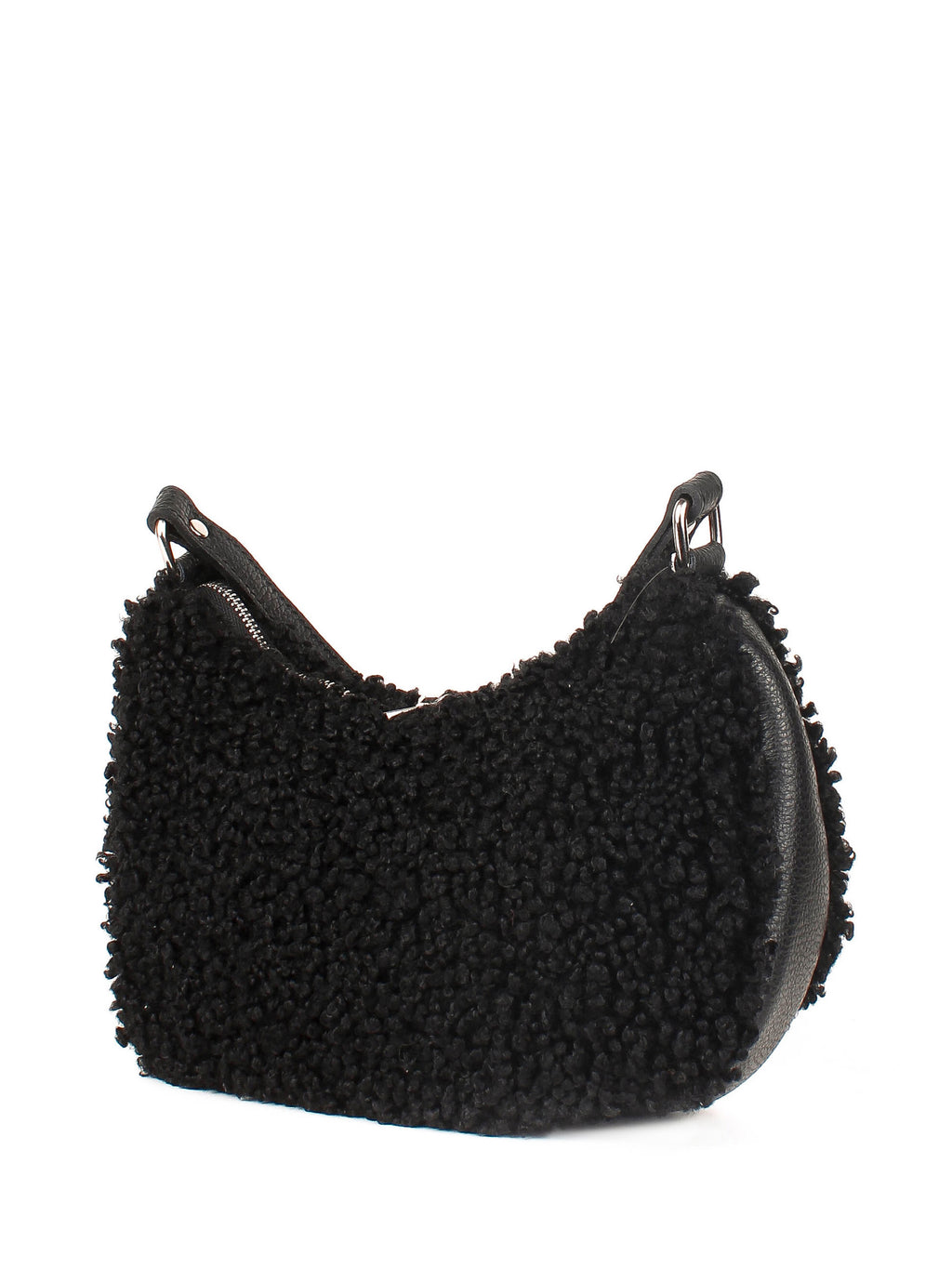 Bolso de hombro de piel italiana Negro 2311-05-32