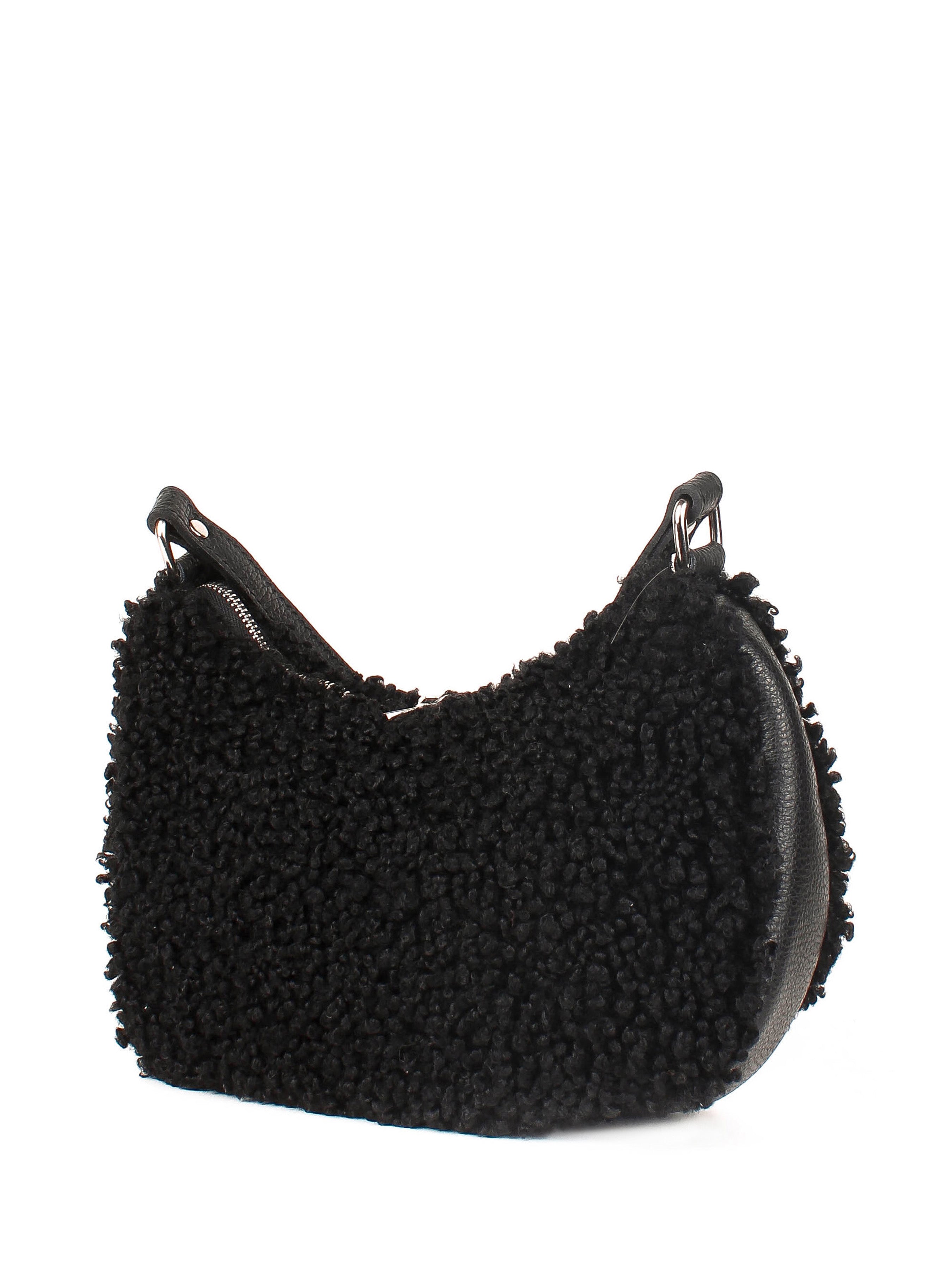 Bolso de hombro de piel italiana Negro 2311-05-32