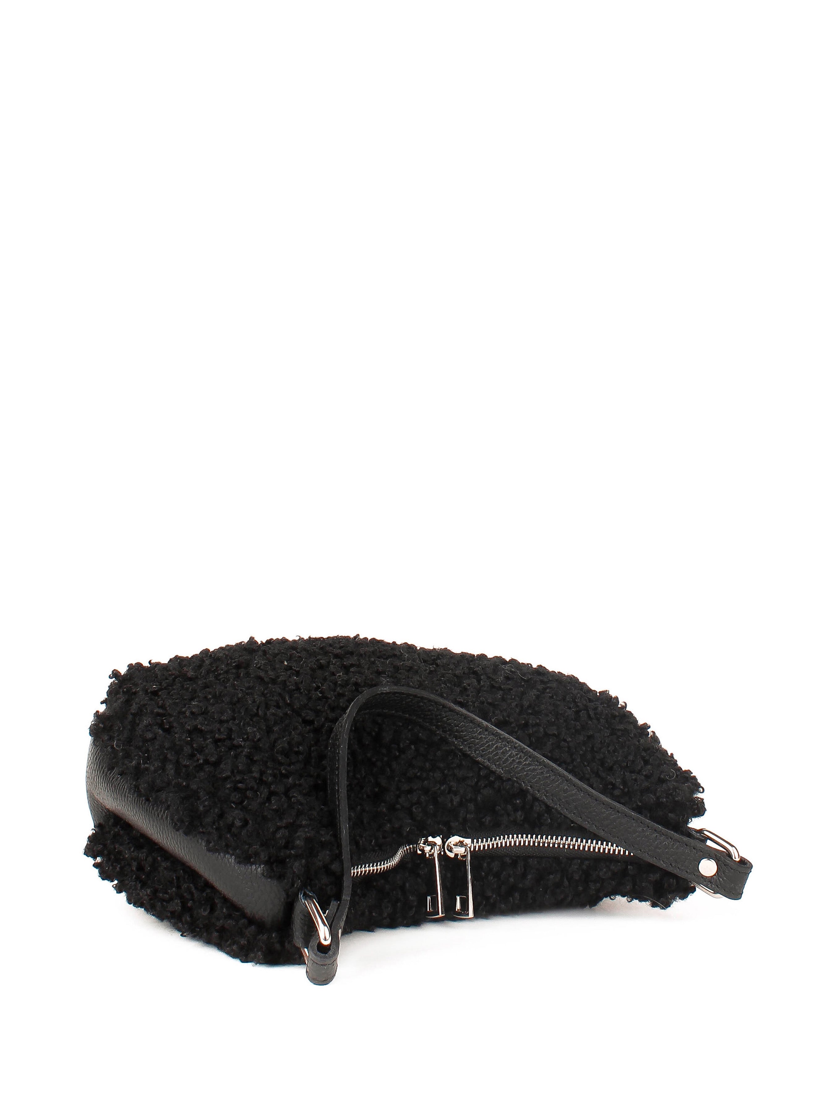 Bolso de hombro de piel italiana Negro 2311-05-32