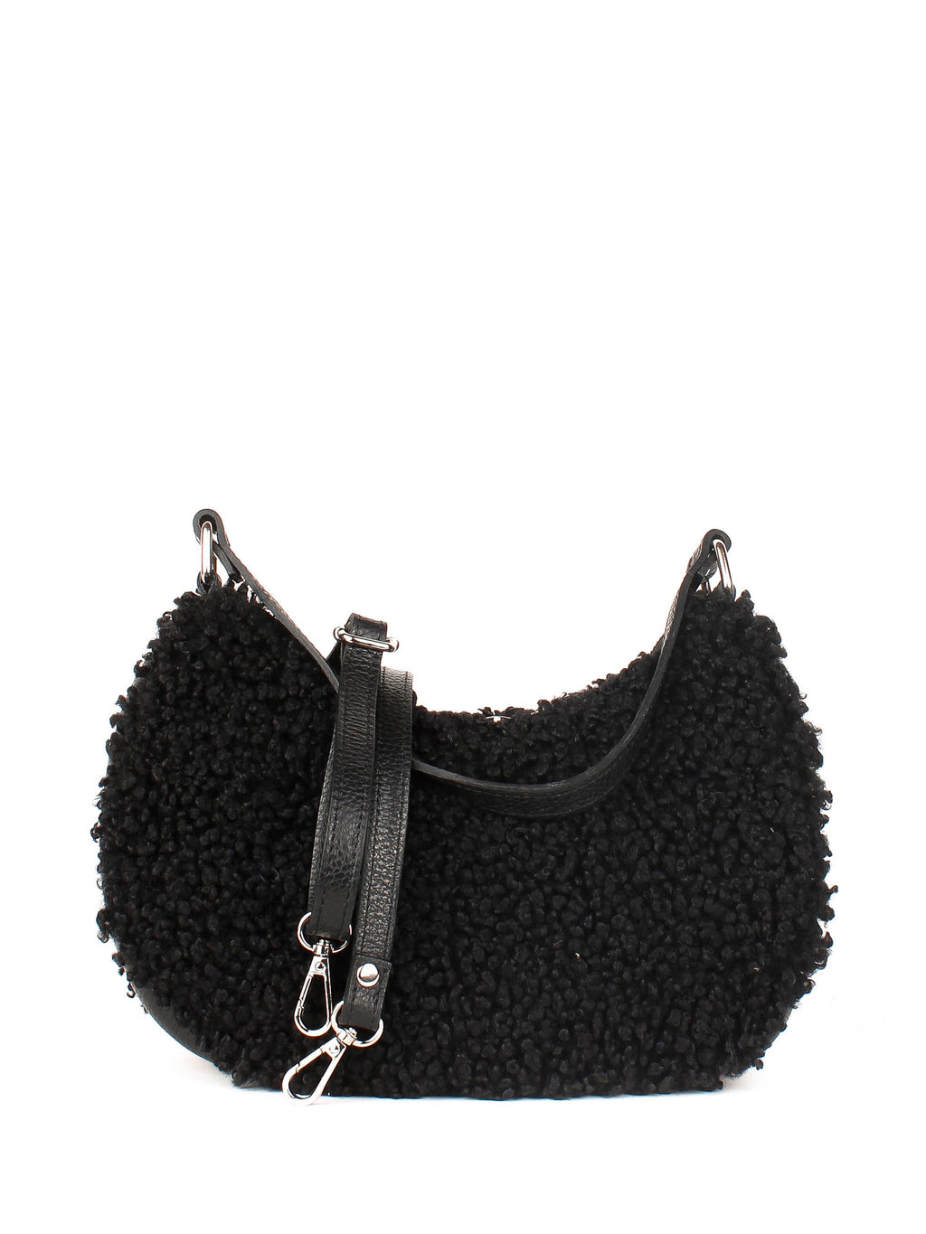 Bolso de hombro de piel italiana Negro 2311-05-32