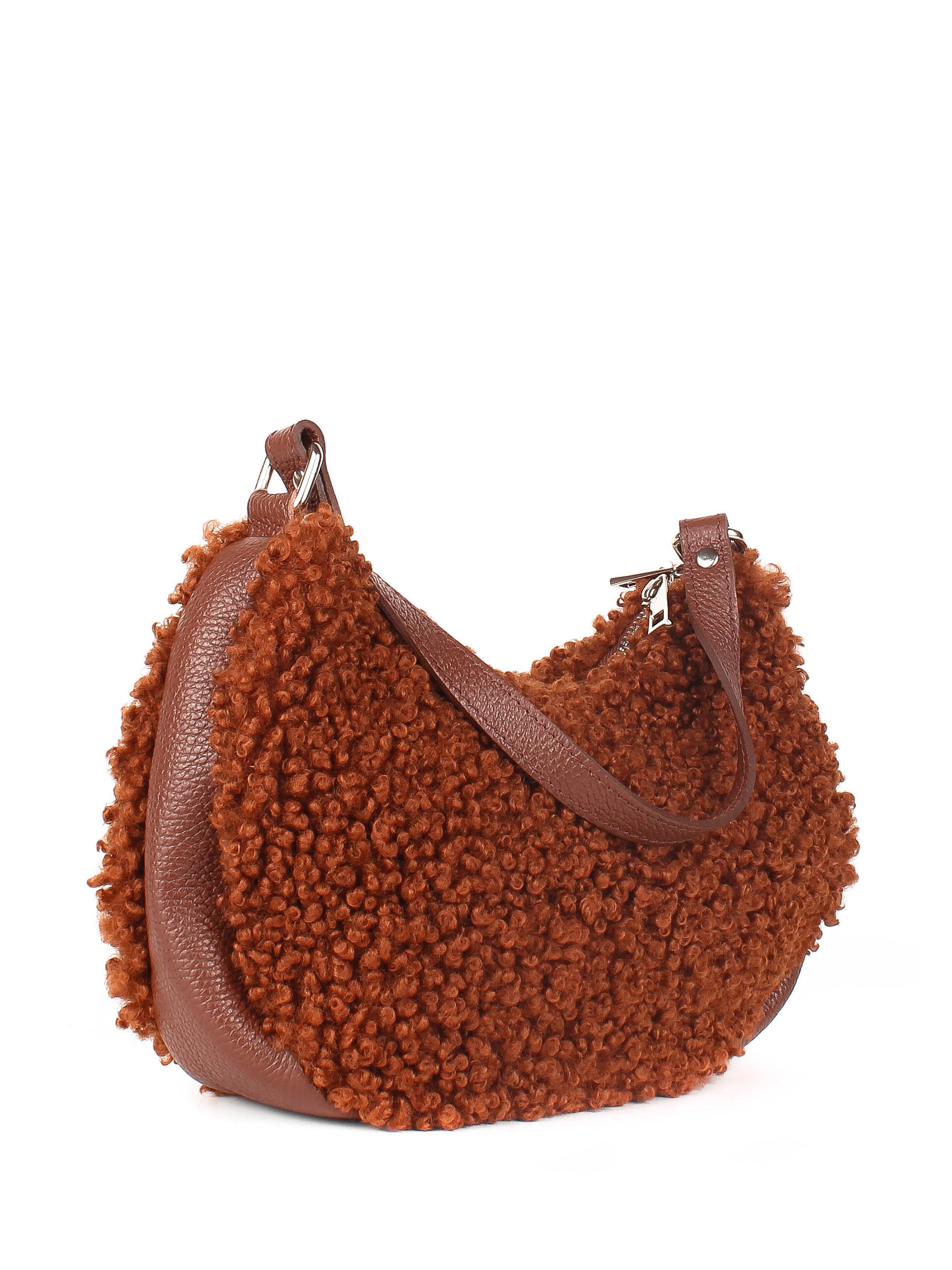 Bolso de hombro de piel italiana Marrón 2311-06-32