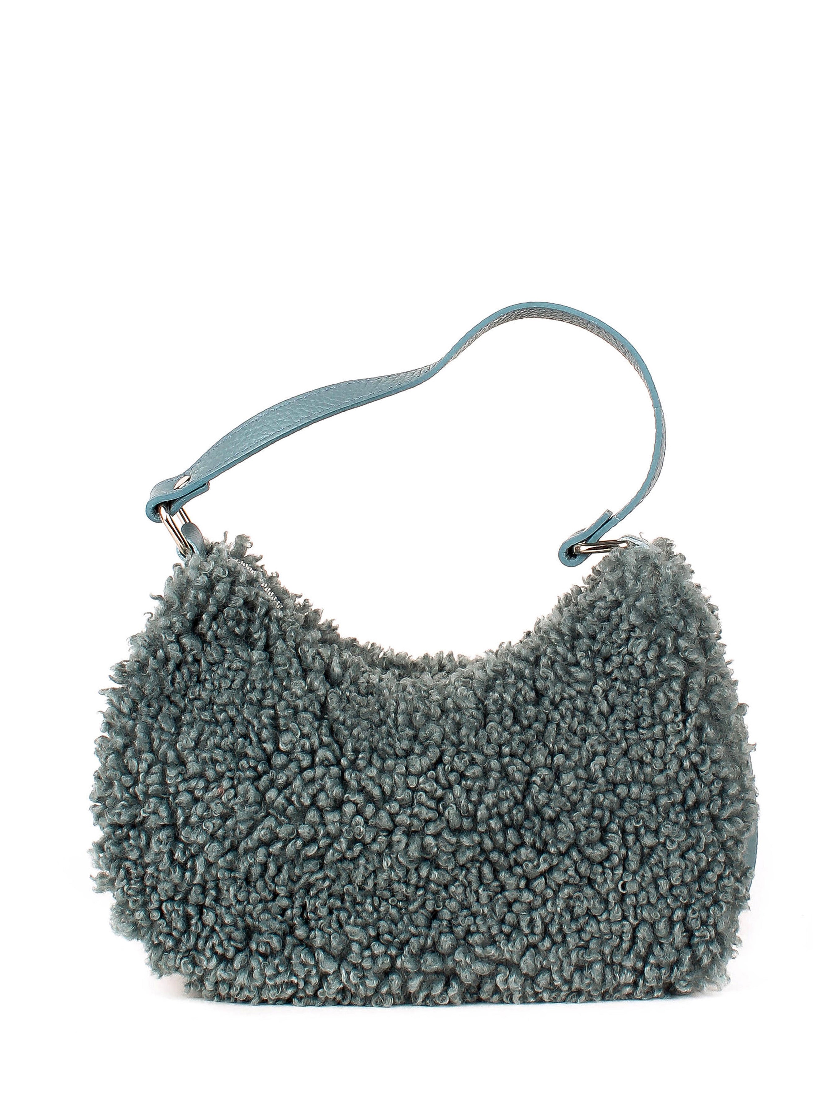 Bolso de hombro de piel italiana Темно блакитний 2311-97-32