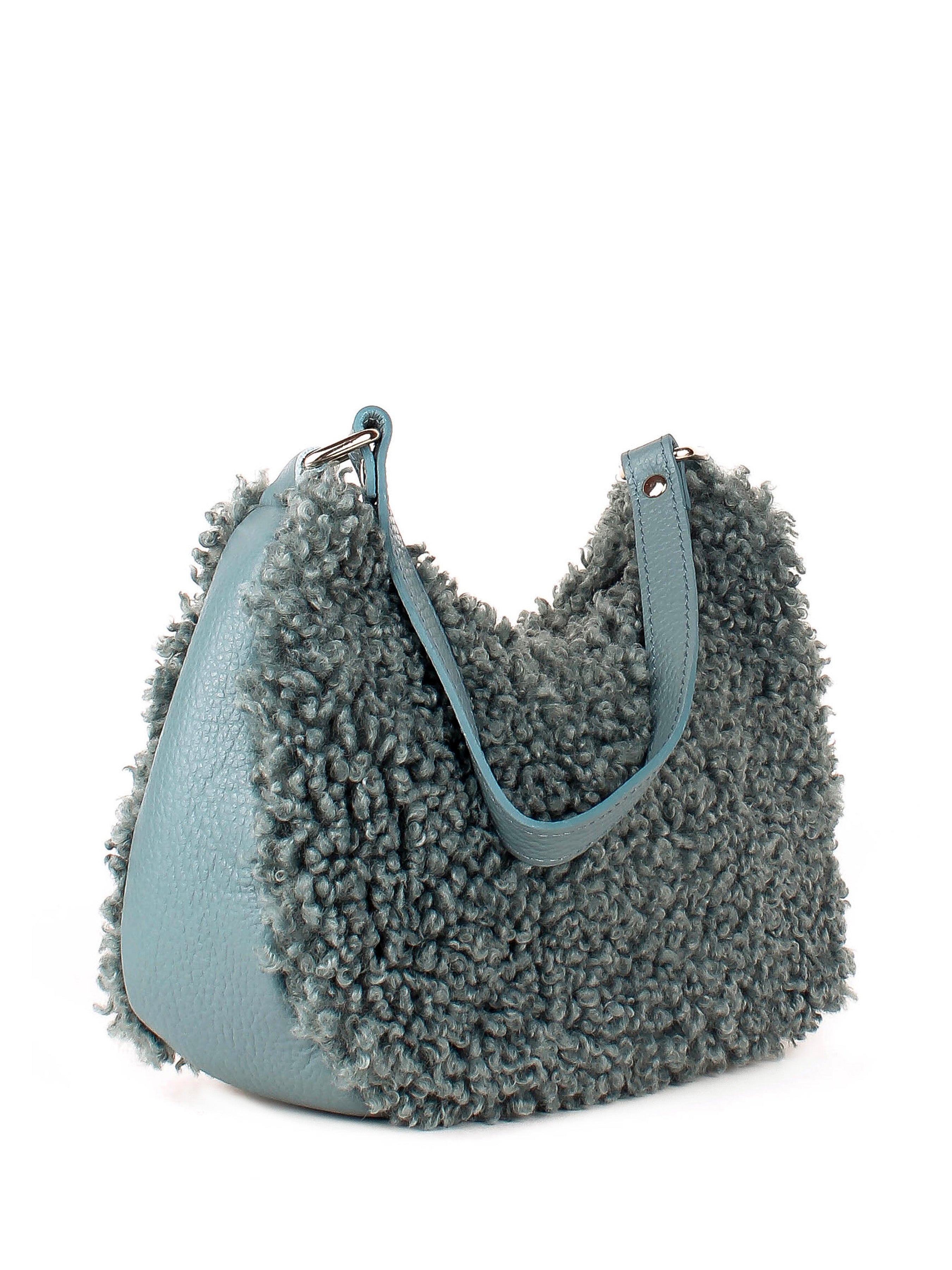 Bolso de hombro de piel italiana Темно блакитний 2311-97-32