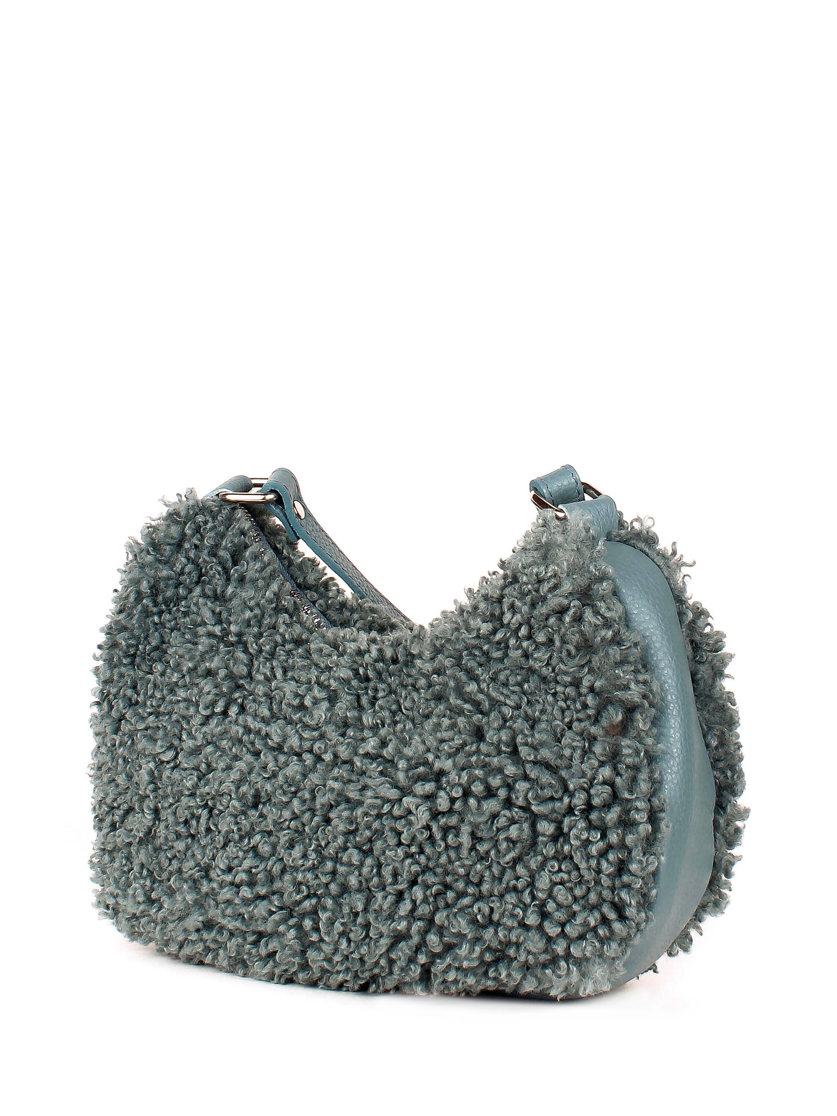 Bolso de hombro de piel italiana Темно блакитний 2311-97-32