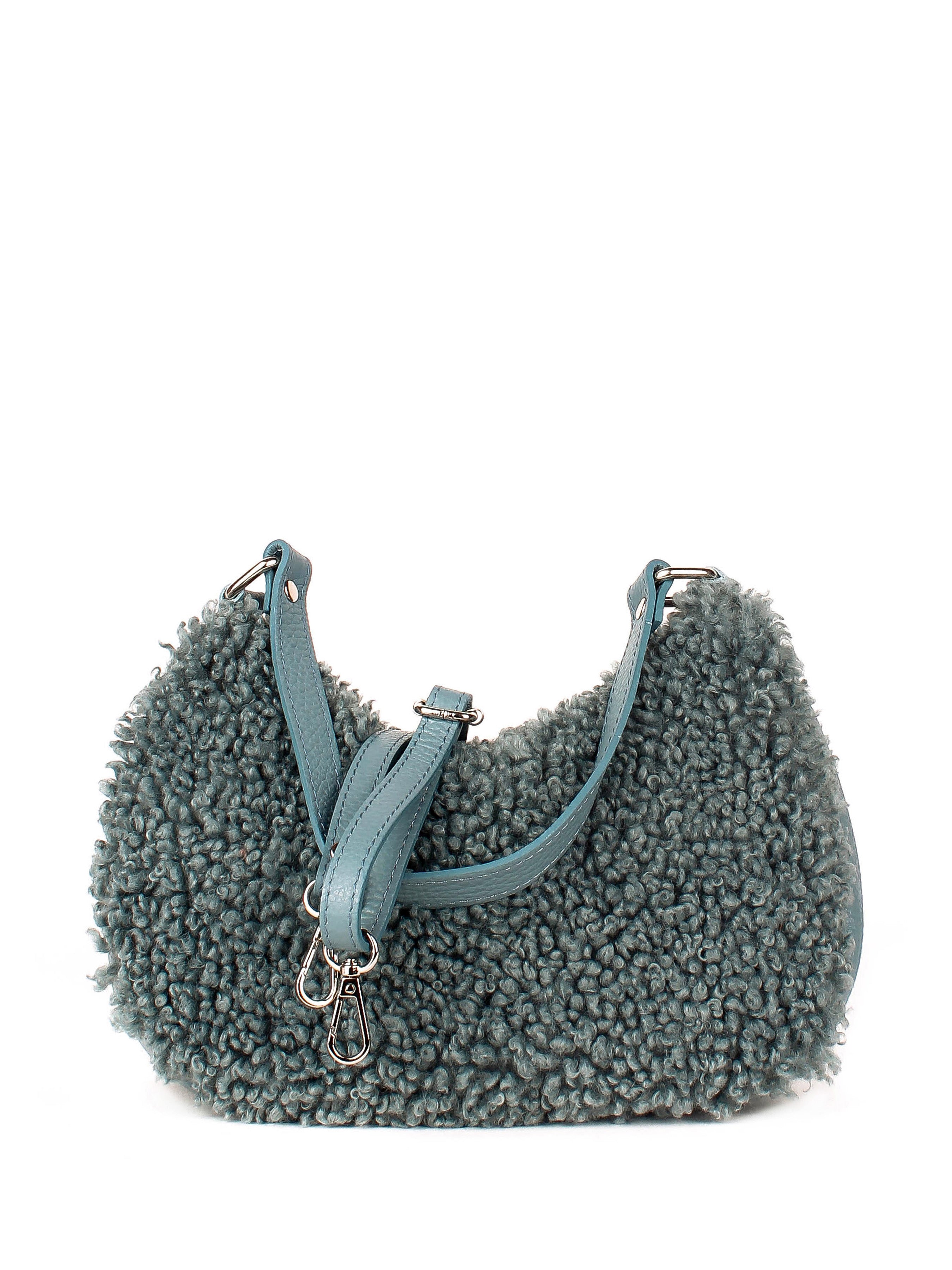 Bolso de hombro de piel italiana Темно блакитний 2311-97-32