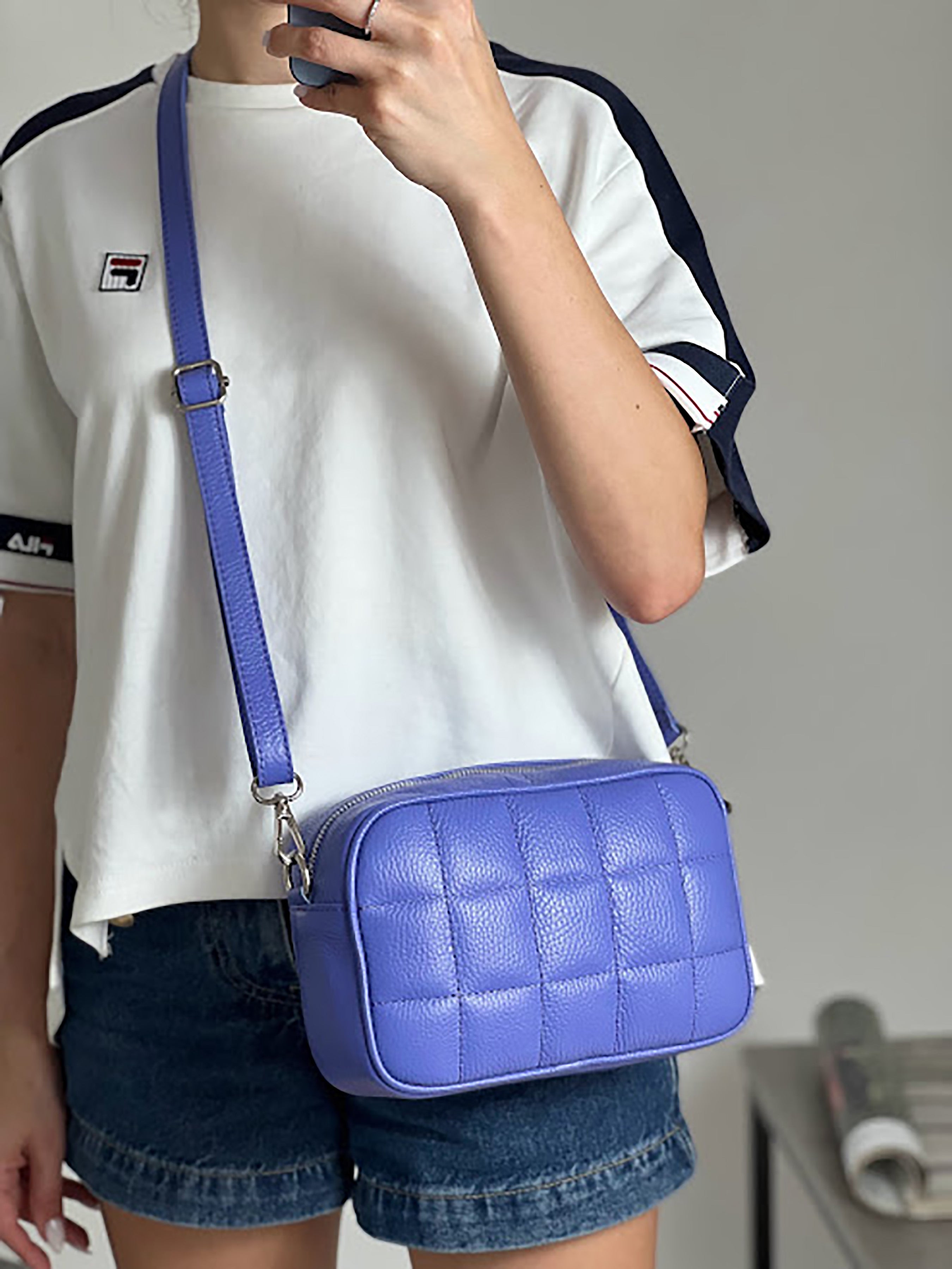 Bandolera de piel italiana Morado 2843-14-37