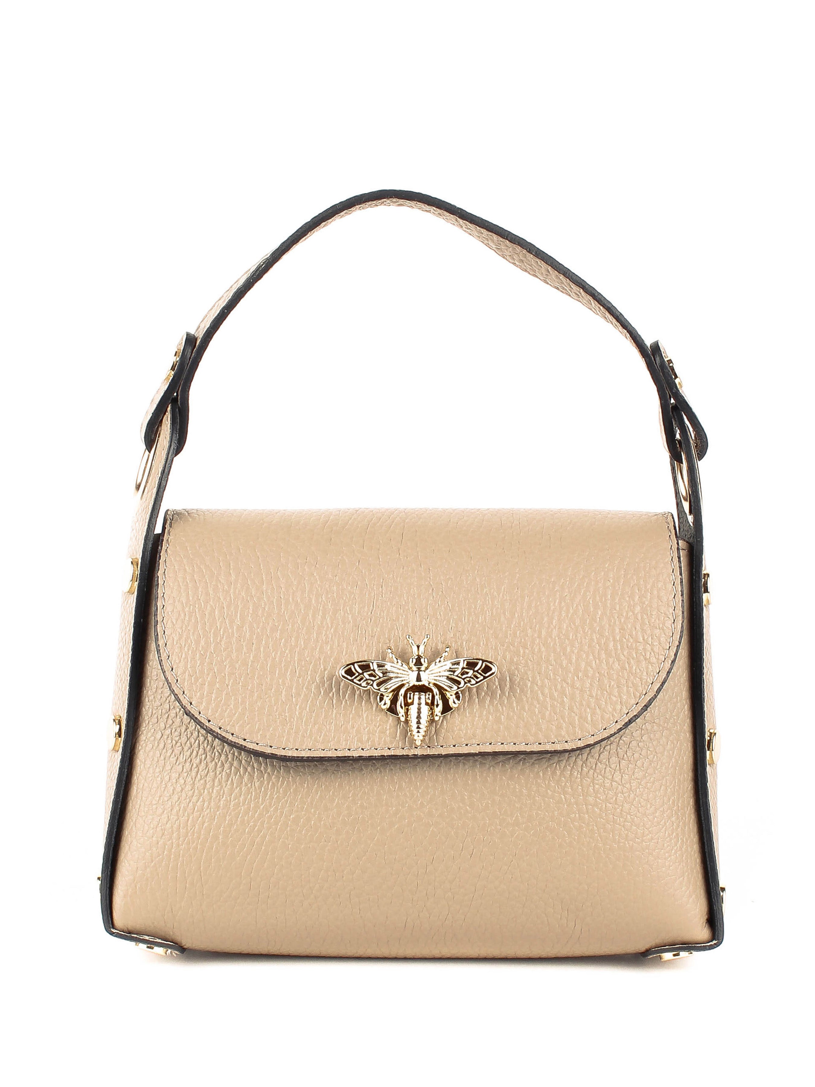 Bolso de mano de piel italiana Beige 8822-11-32