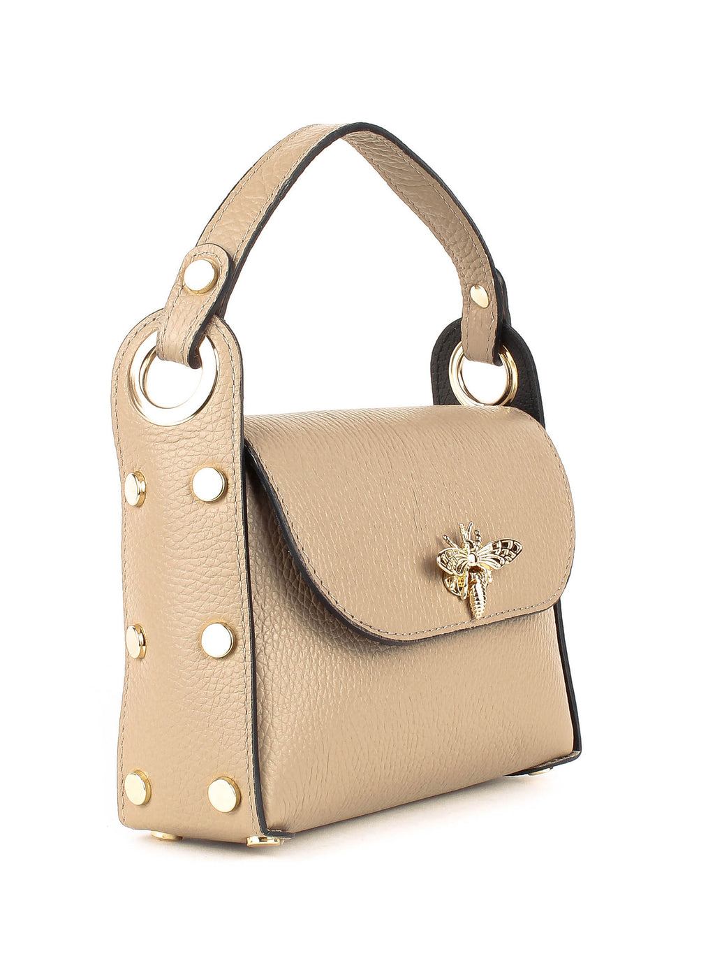 Bolso de mano de piel italiana Beige 8822-11-32