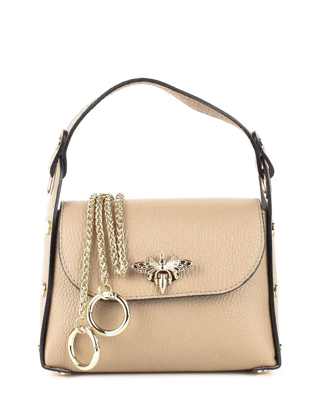 Bolso de mano de piel italiana Beige 8822-11-32