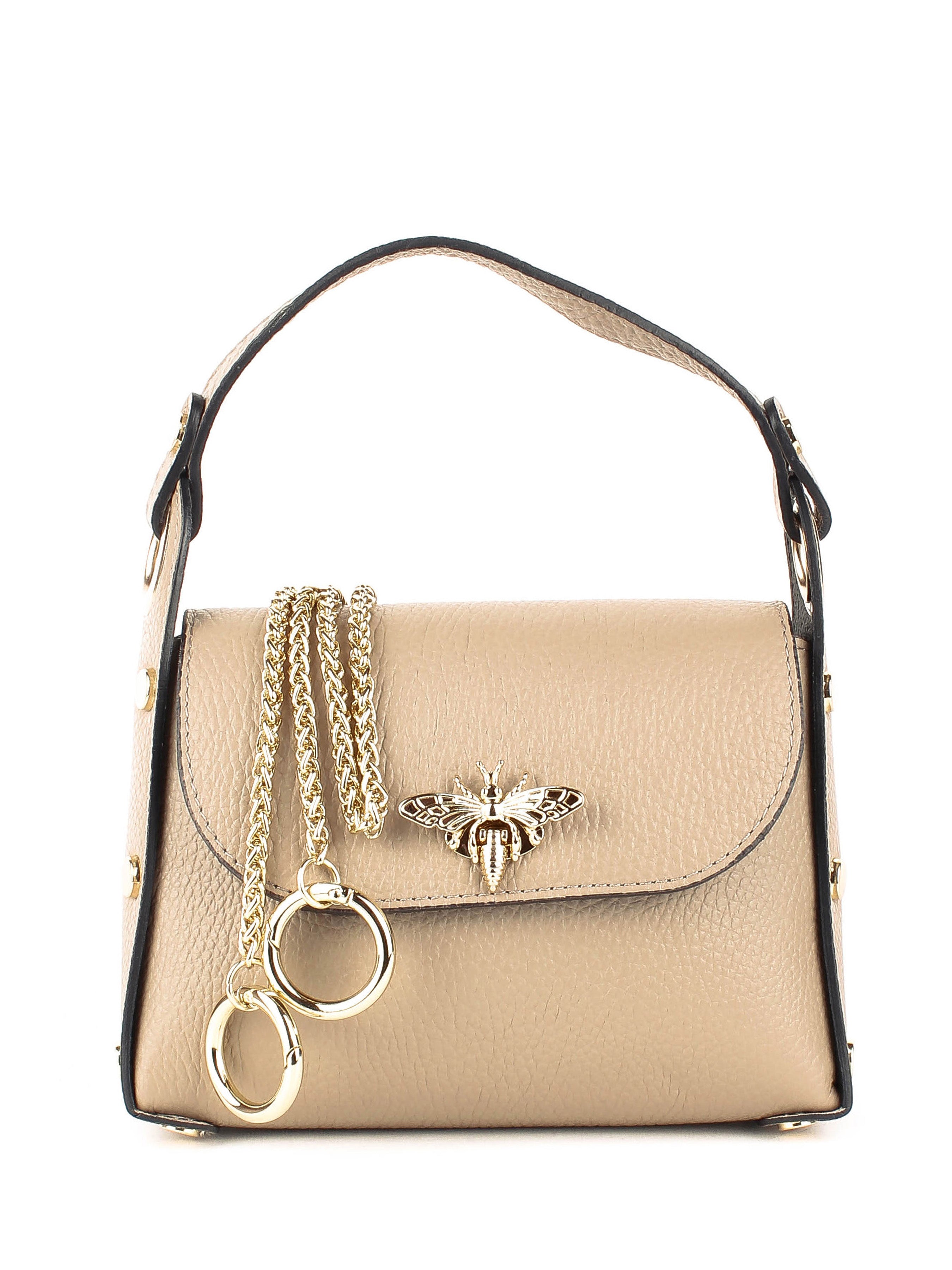 Bolso de mano de piel italiana Beige 8822-11-32