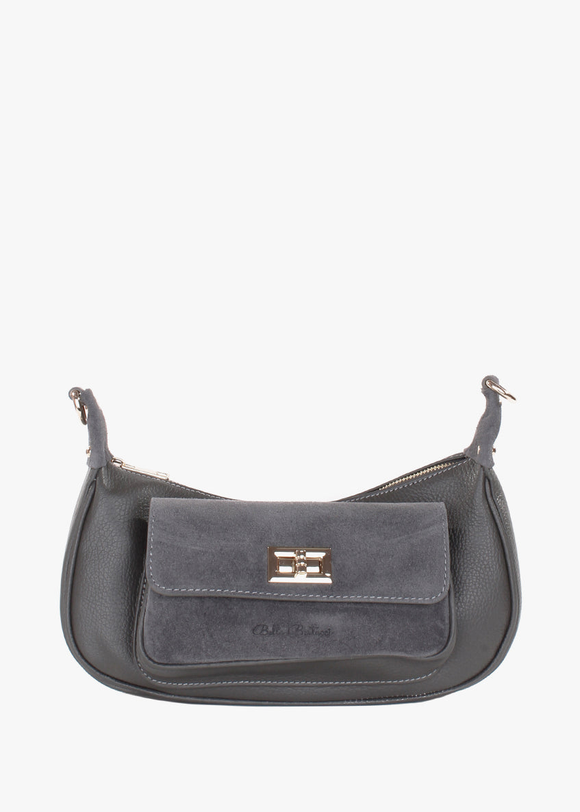 Bandolera de piel italiana Gris 3970-27-47