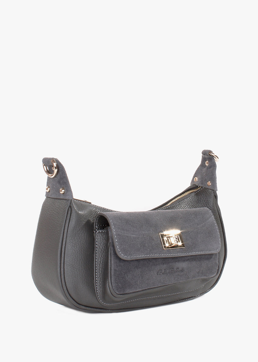 Bandolera de piel italiana Gris 3970-27-47