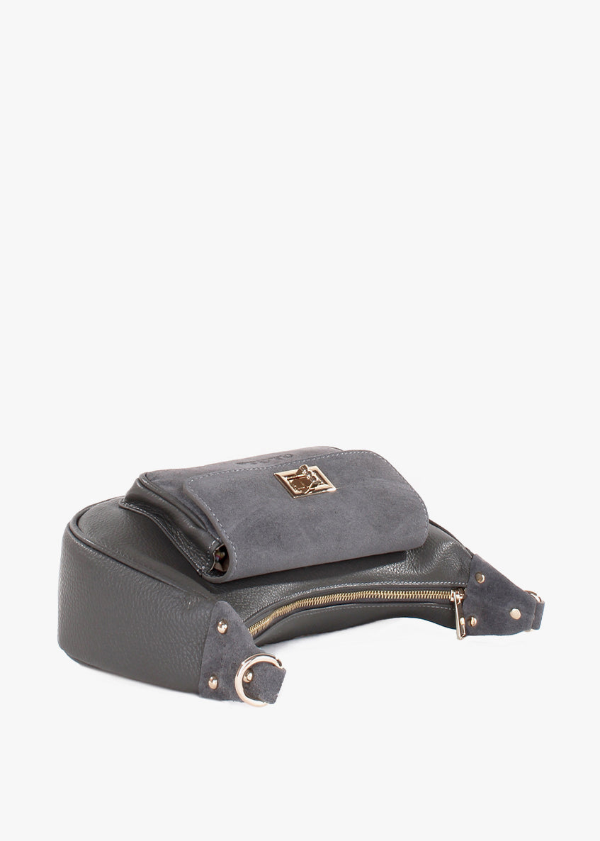 Bandolera de piel italiana Gris 3970-27-47