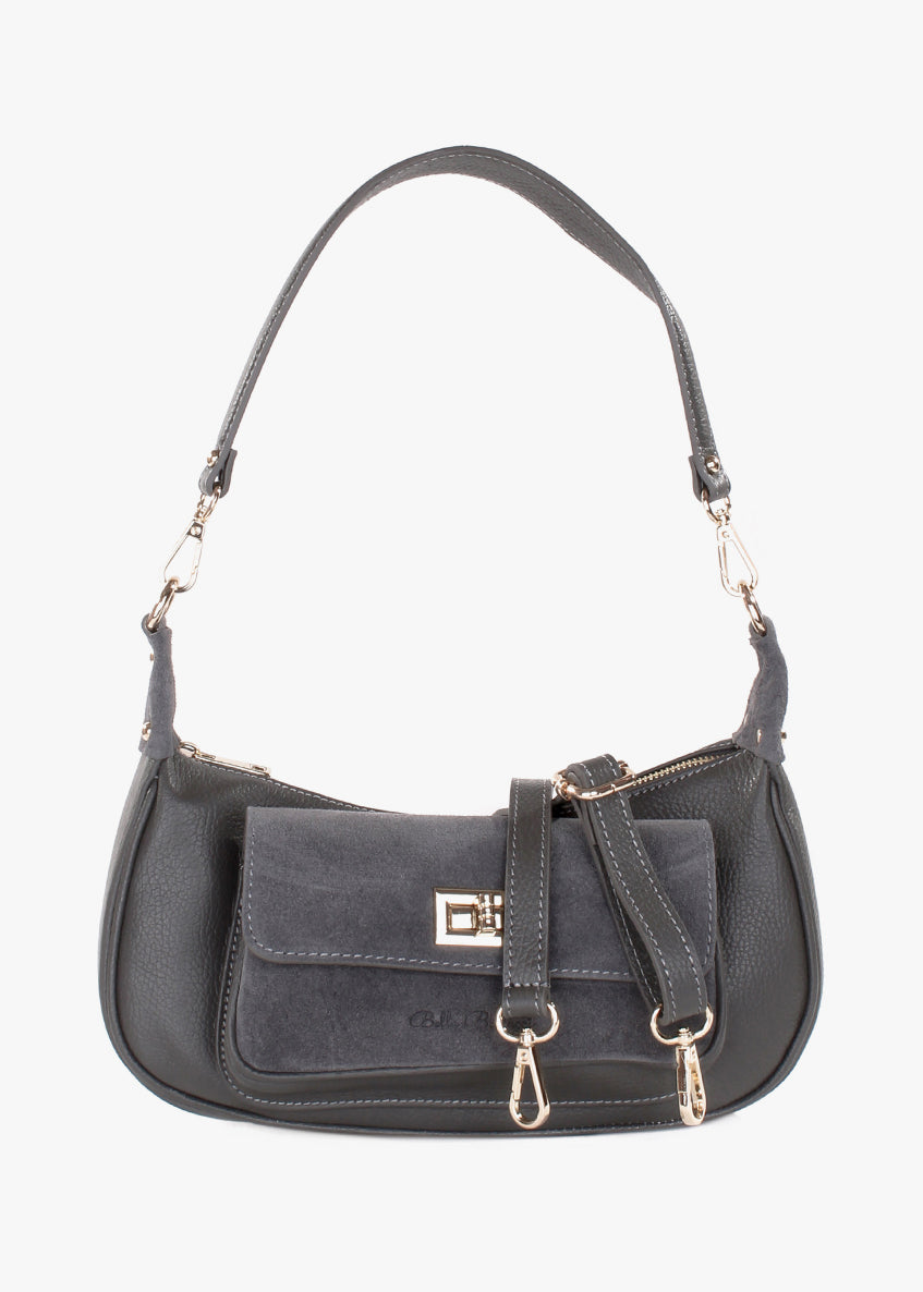 Bandolera de piel italiana Gris 3970-27-47