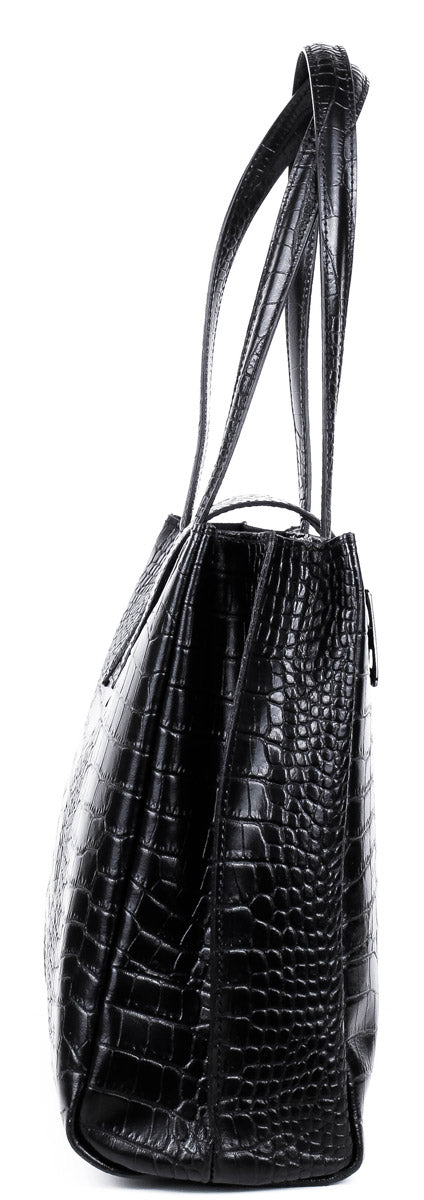 Bolso de mano de piel italiana Accordy Negro