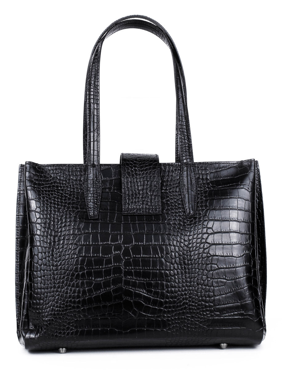 Bolso de mano de piel italiana Accordy Negro