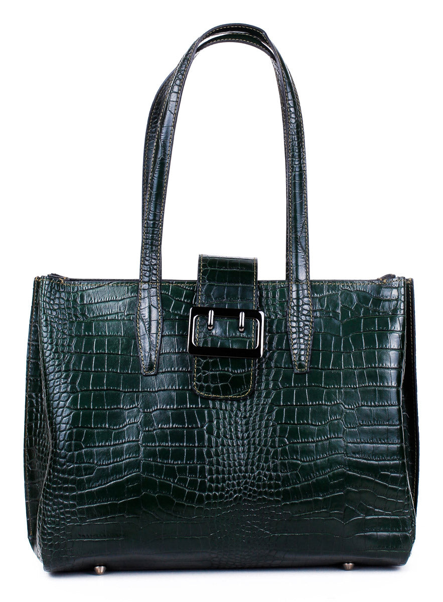 Bolso Tote de piel italiana Verde 3346-64-36