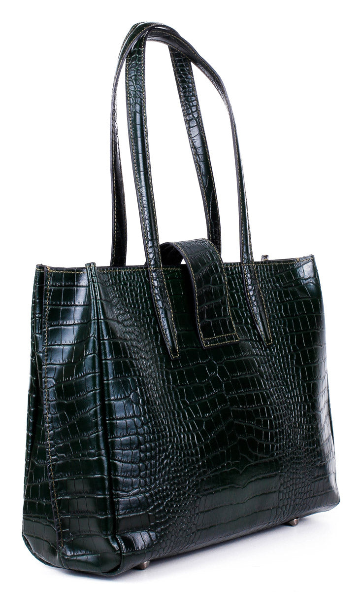 Bolso Tote de piel italiana Verde 3346-64-36