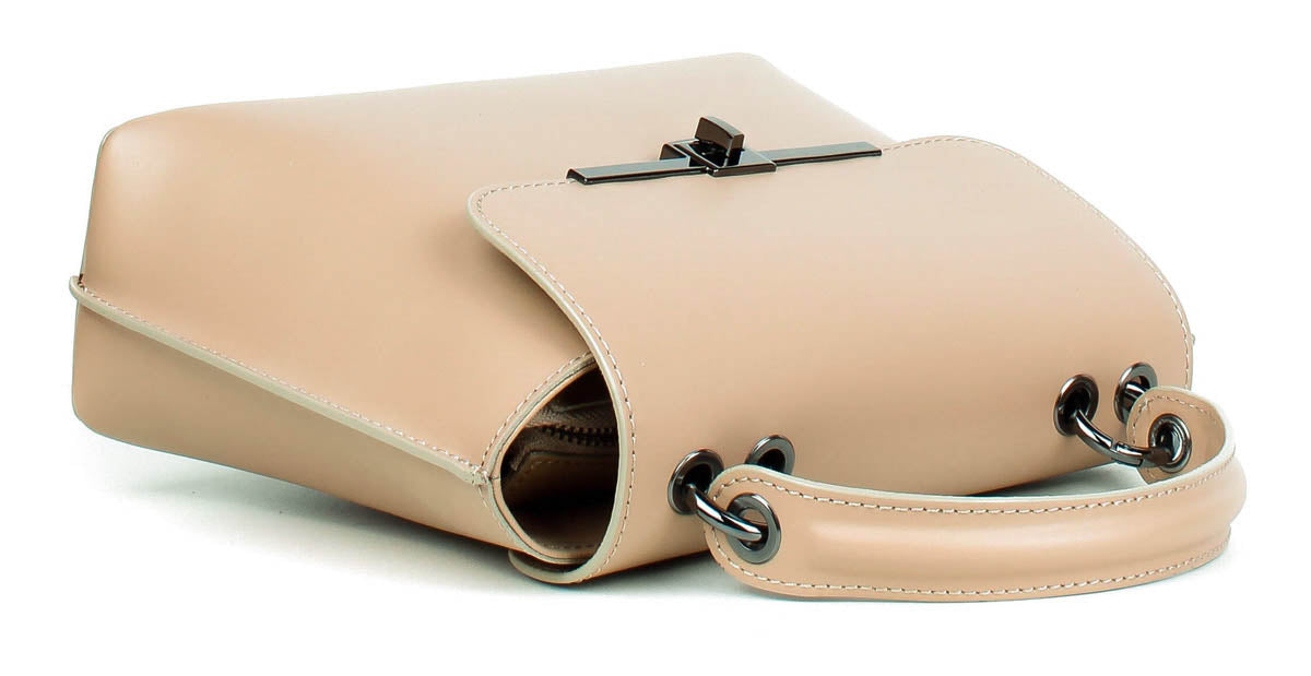 Bolso de mano de piel italiana Beige 1631-11-31
