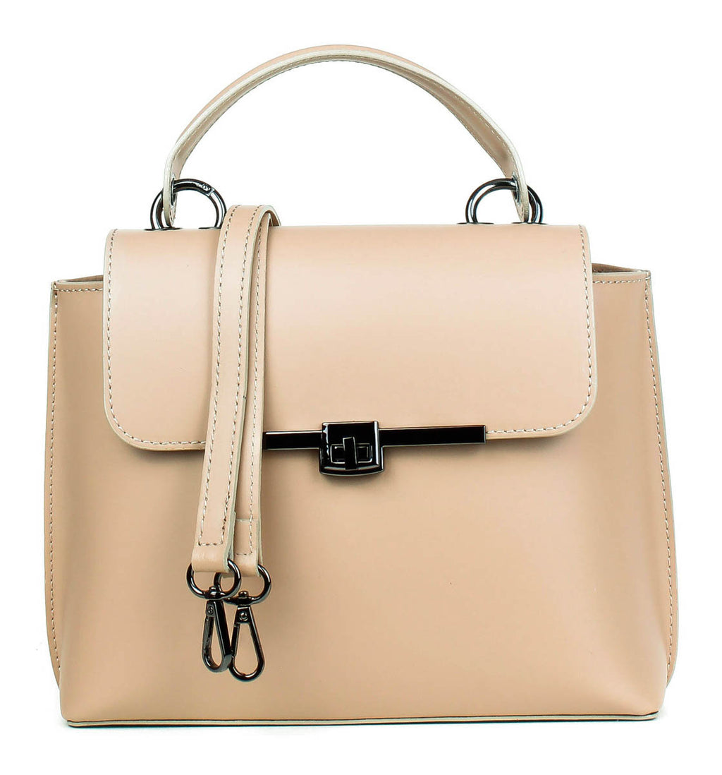 Bolso de mano de piel italiana Beige 1631-11-31